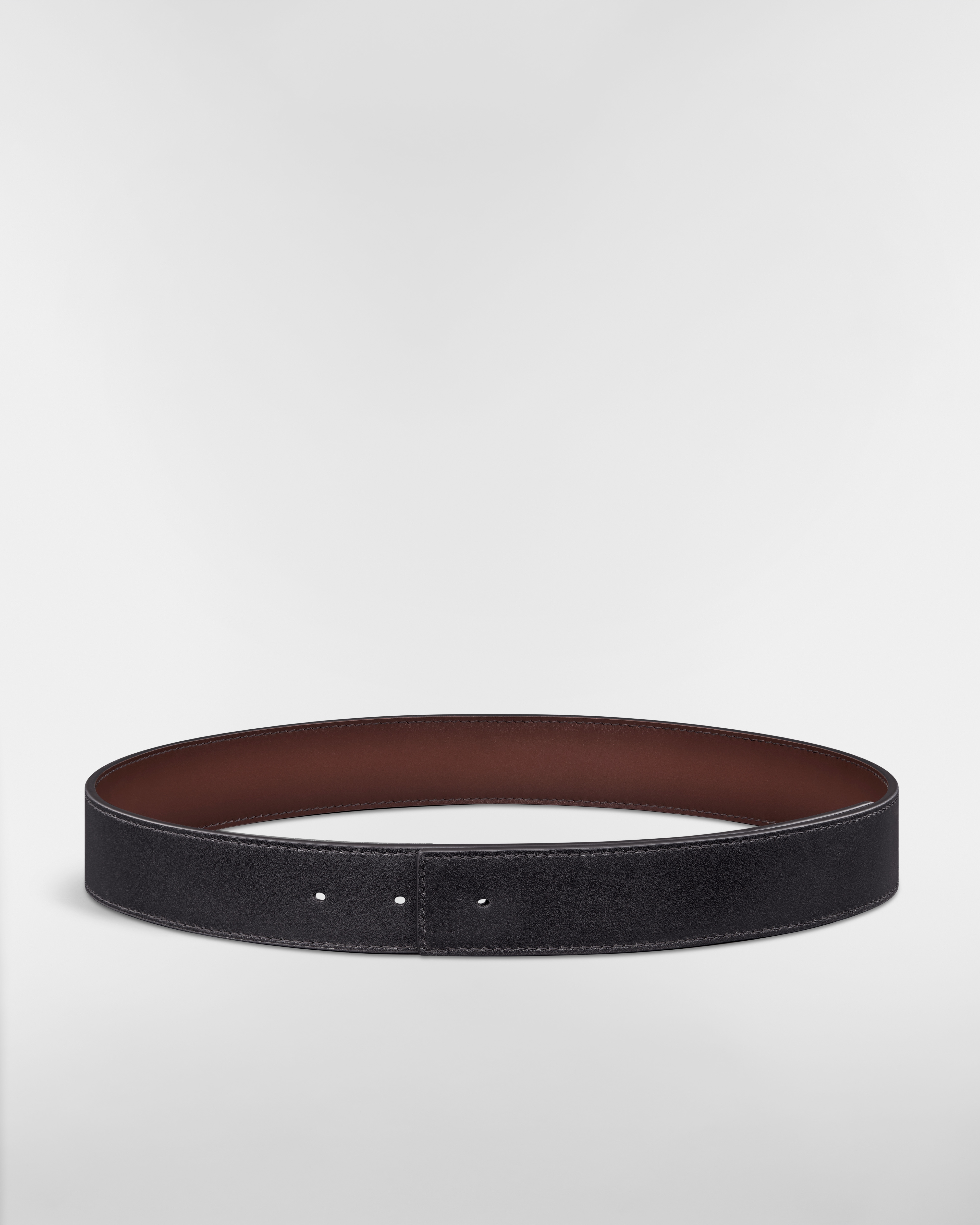 Reversible Belt Strap Brown Patina-Finish Calfskin and Black Patina-Finish Calfskin, 35 MM E07