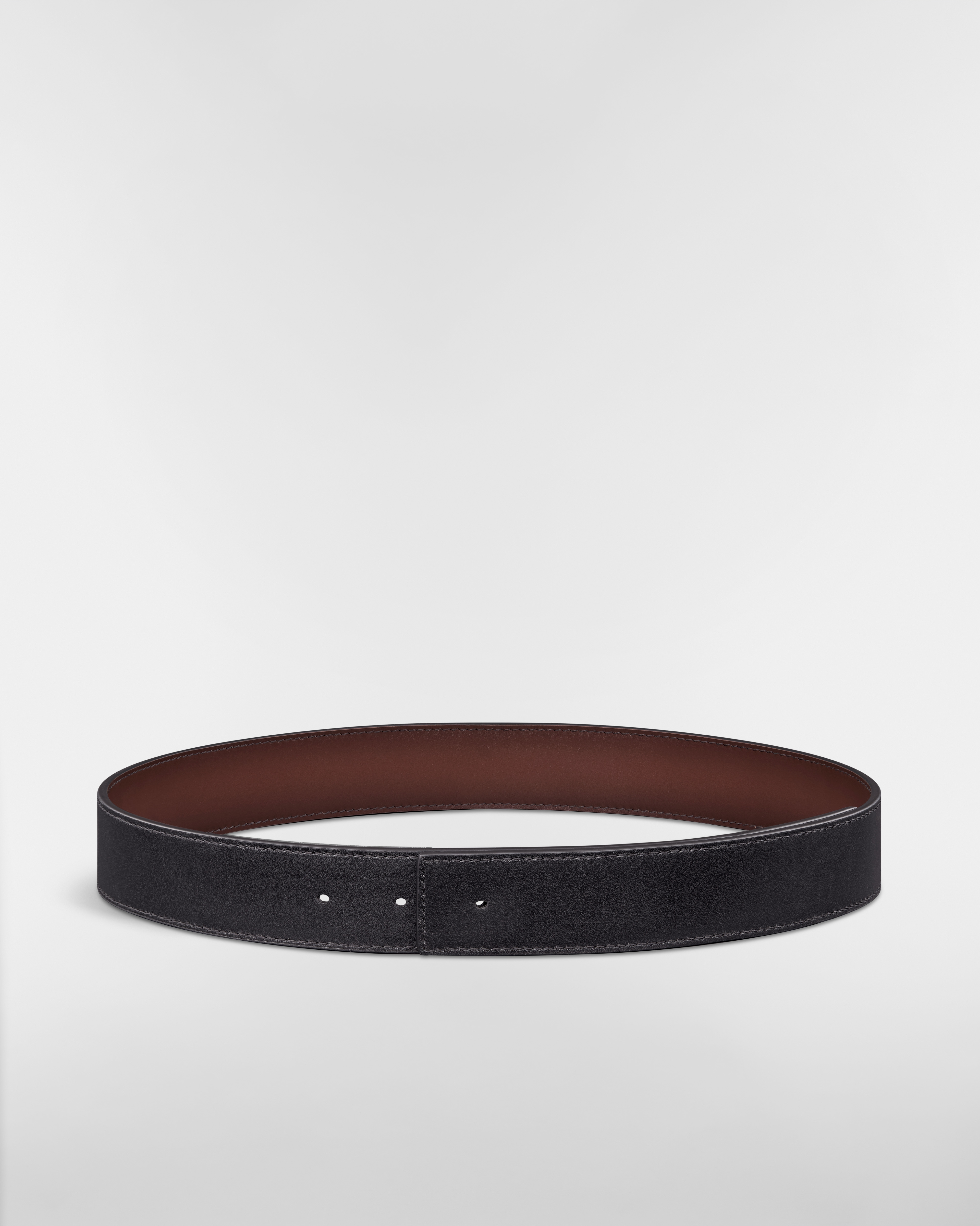 Reversible Belt Strap Brown Patina-Finish Calfskin and Black Patina-Finish Calfskin, 35 MM E07