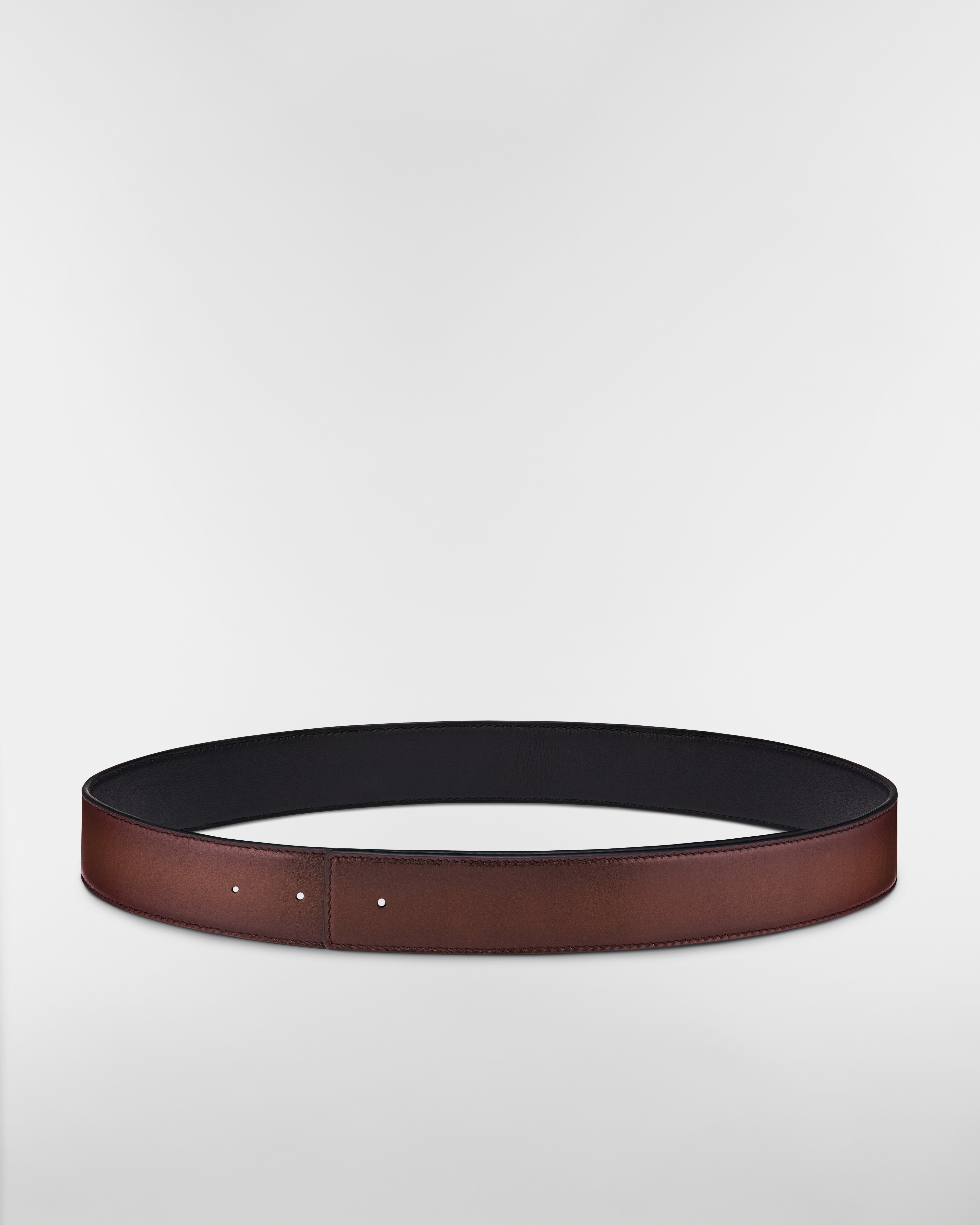 Reversible Belt Strap Brown Patina-Finish Calfskin and Black Patina-Finish Calfskin, 35 MM E08