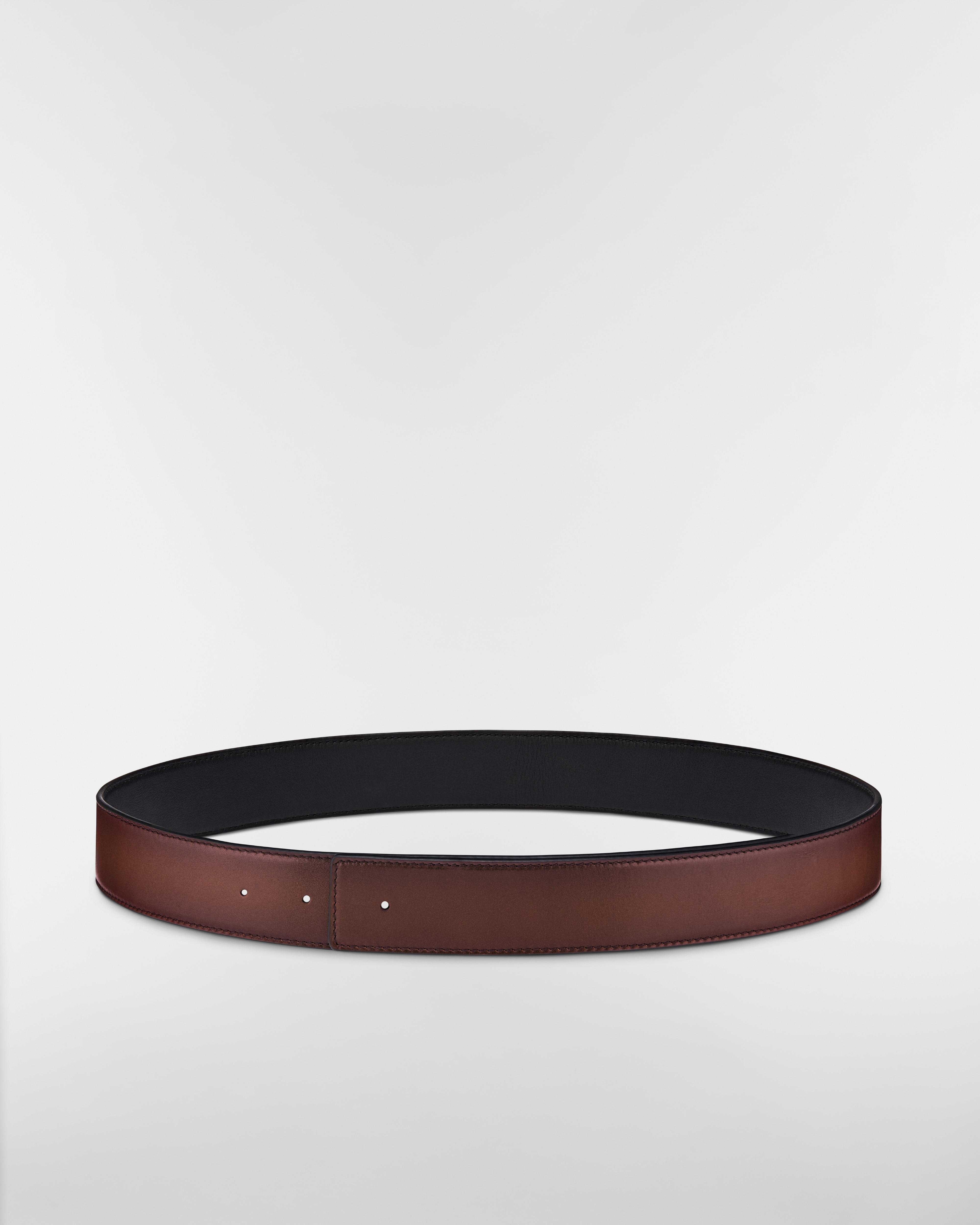 Reversible Belt Strap Brown Patina-Finish Calfskin and Black Patina-Finish Calfskin, 35 MM E08