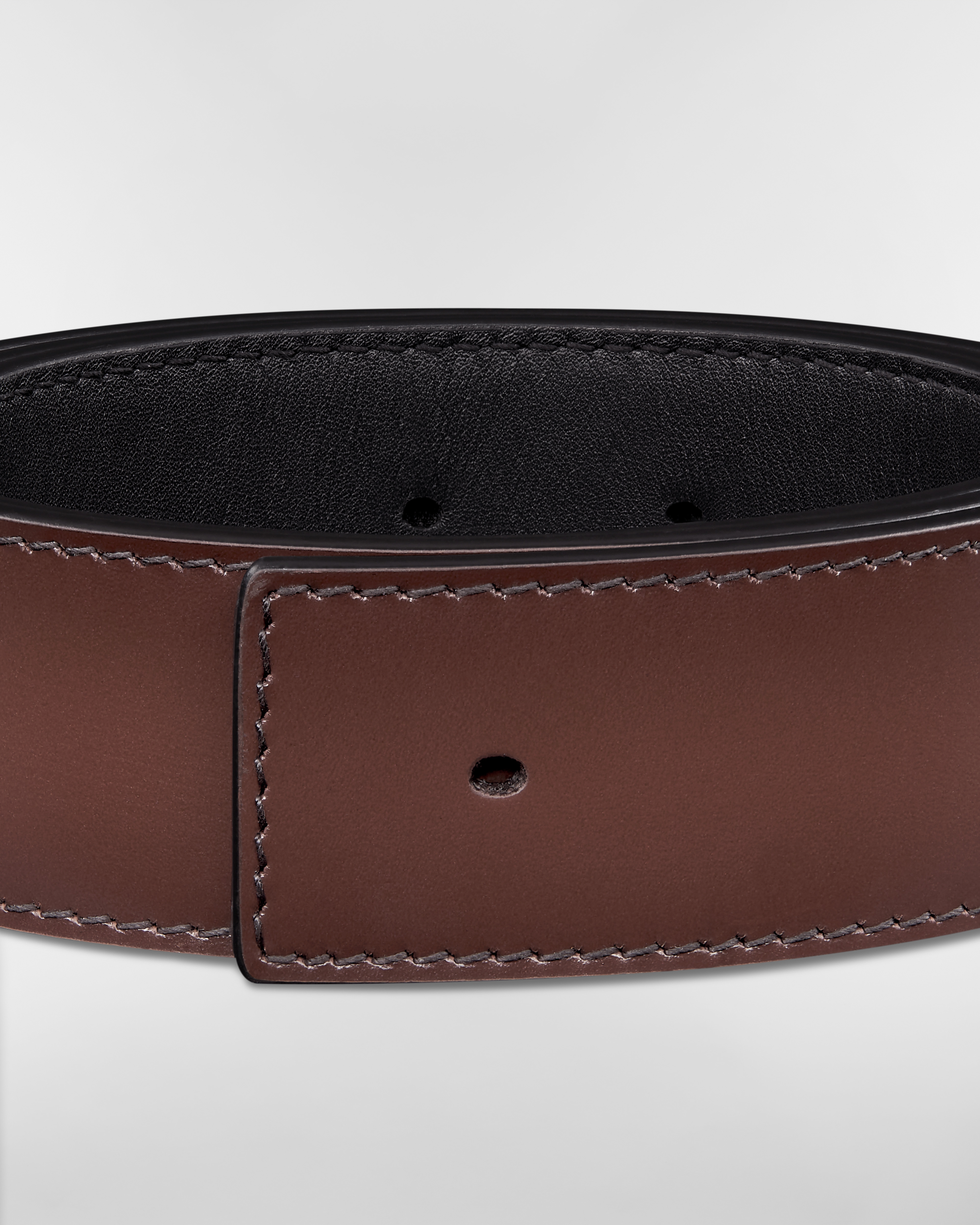 Reversible Belt Strap Brown Patina-Finish Calfskin and Black Patina-Finish Calfskin, 35 MM E09