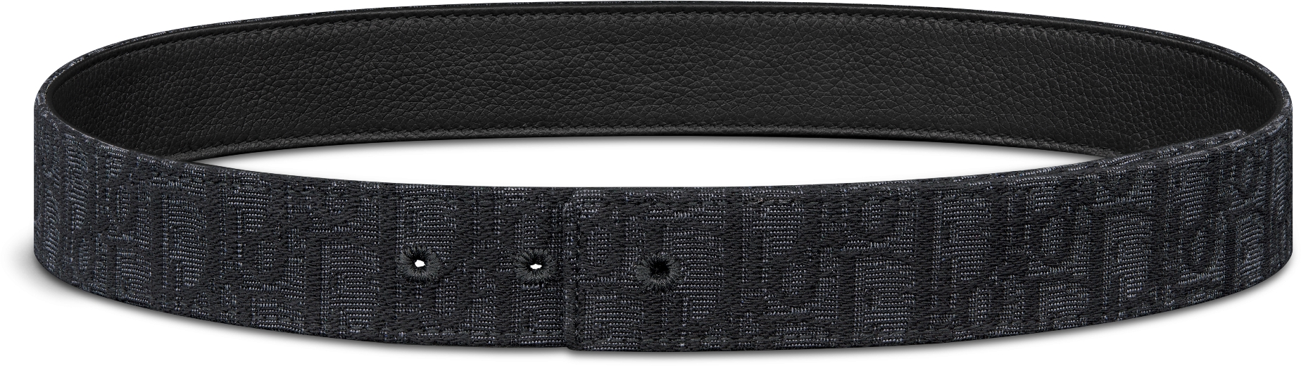 Reversible Belt Strap Beige and Black Dior Oblique Jacquard and Black Grained Calfskin 35 MM DIOR