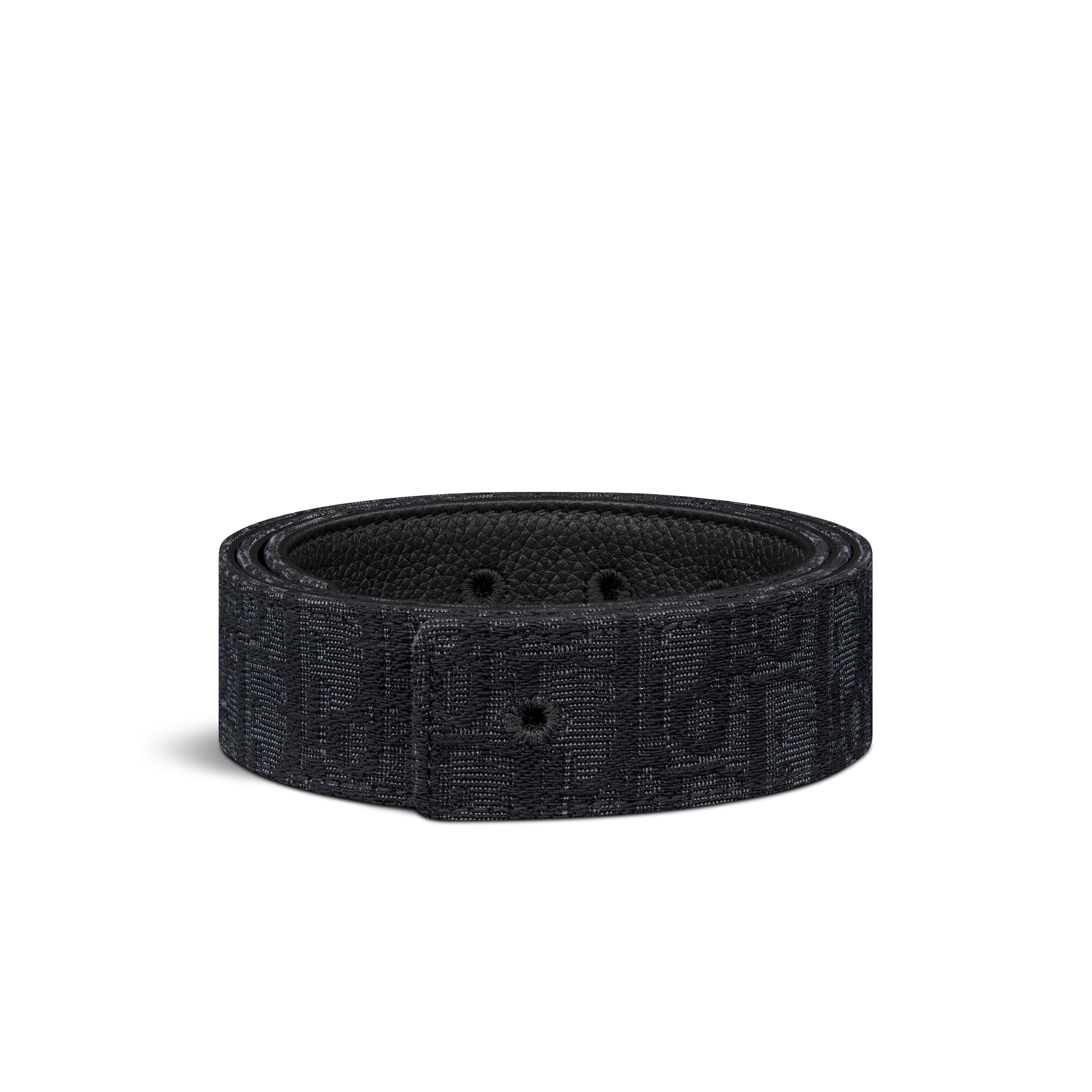 Reversible Belt Strap Black Dior Oblique Jacquard and Black Grained Calfskin, 35 MM E03