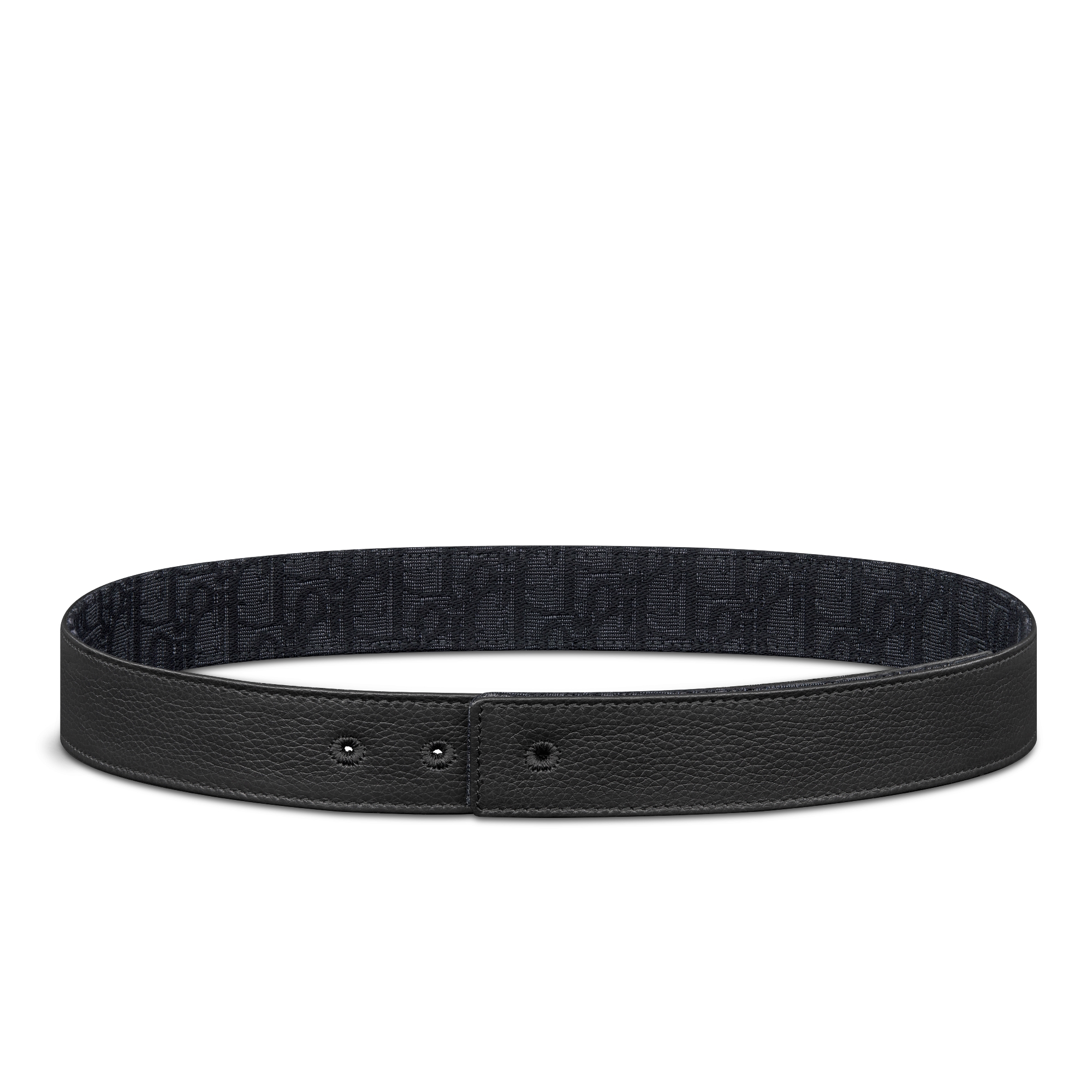 Reversible Belt Strap Black Dior Oblique Jacquard and Black Grained Calfskin, 35 MM E07