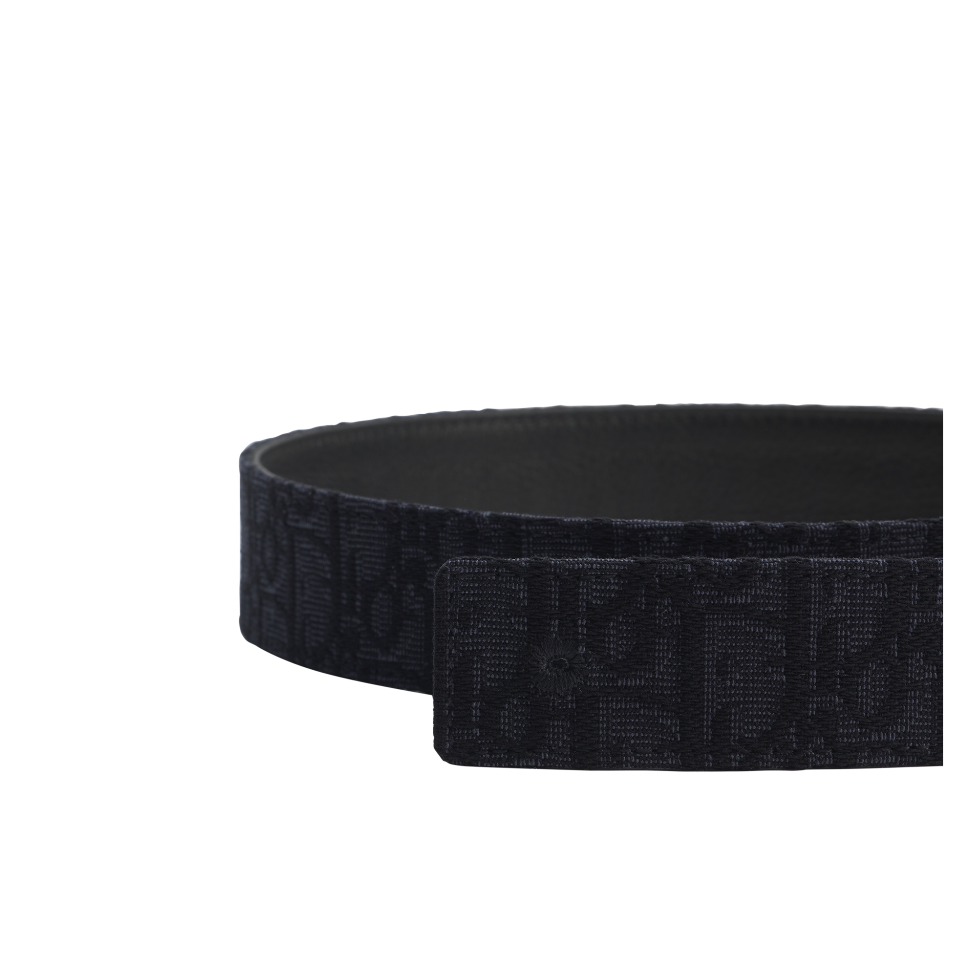 Reversible Belt Strap Black Dior Oblique Jacquard and Black Grained Calfskin, 35 MM E09