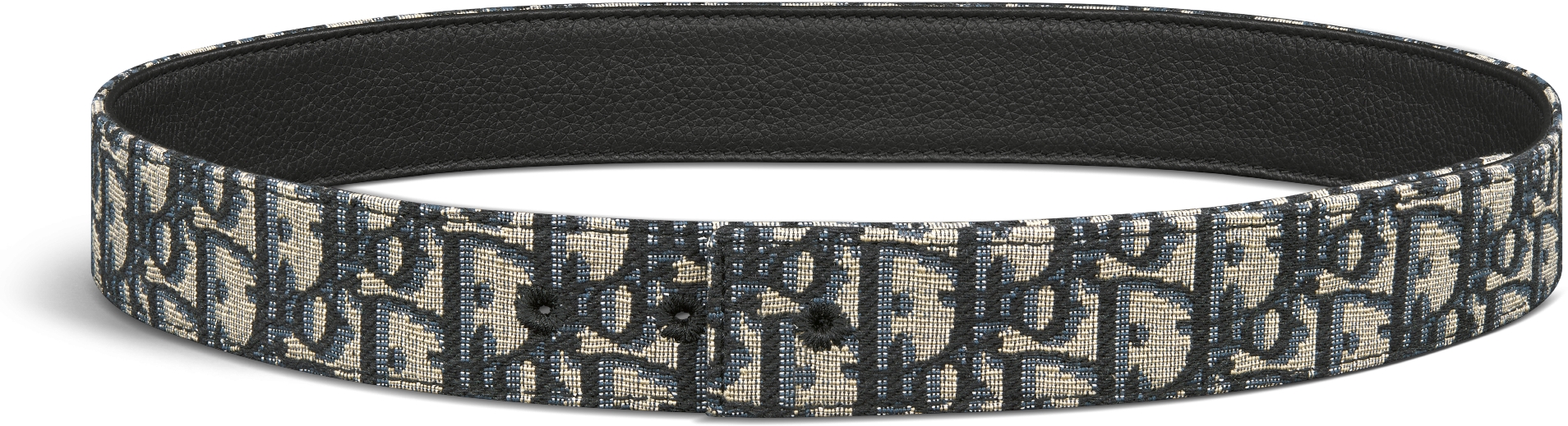 Reversible Belt Strap Black Dior Oblique Jacquard and Black Grained Calfskin 35 MM DIOR