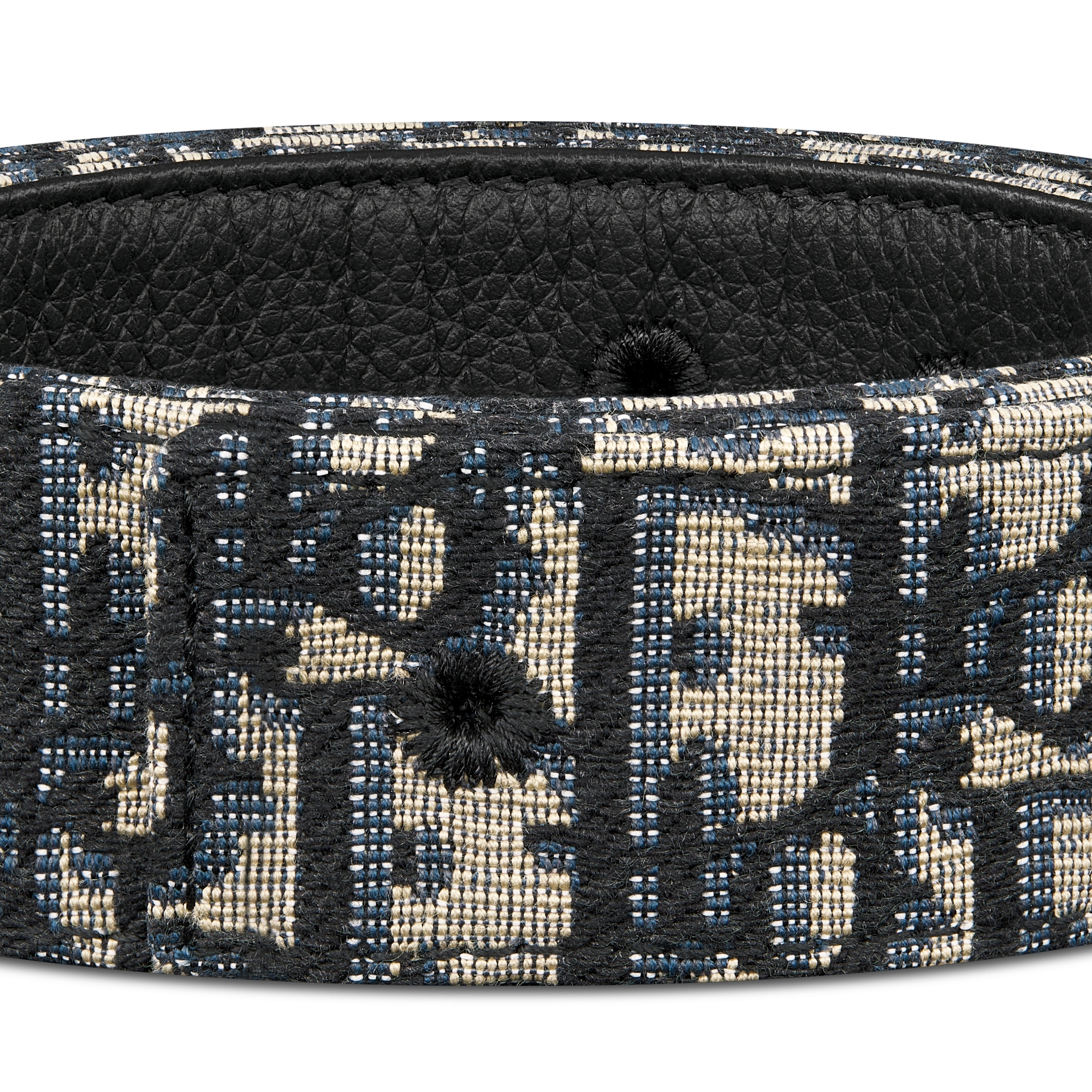 Reversible Belt Strap Beige and Black Dior Oblique Jacquard and Black Grained Calfskin, 35 MM E09