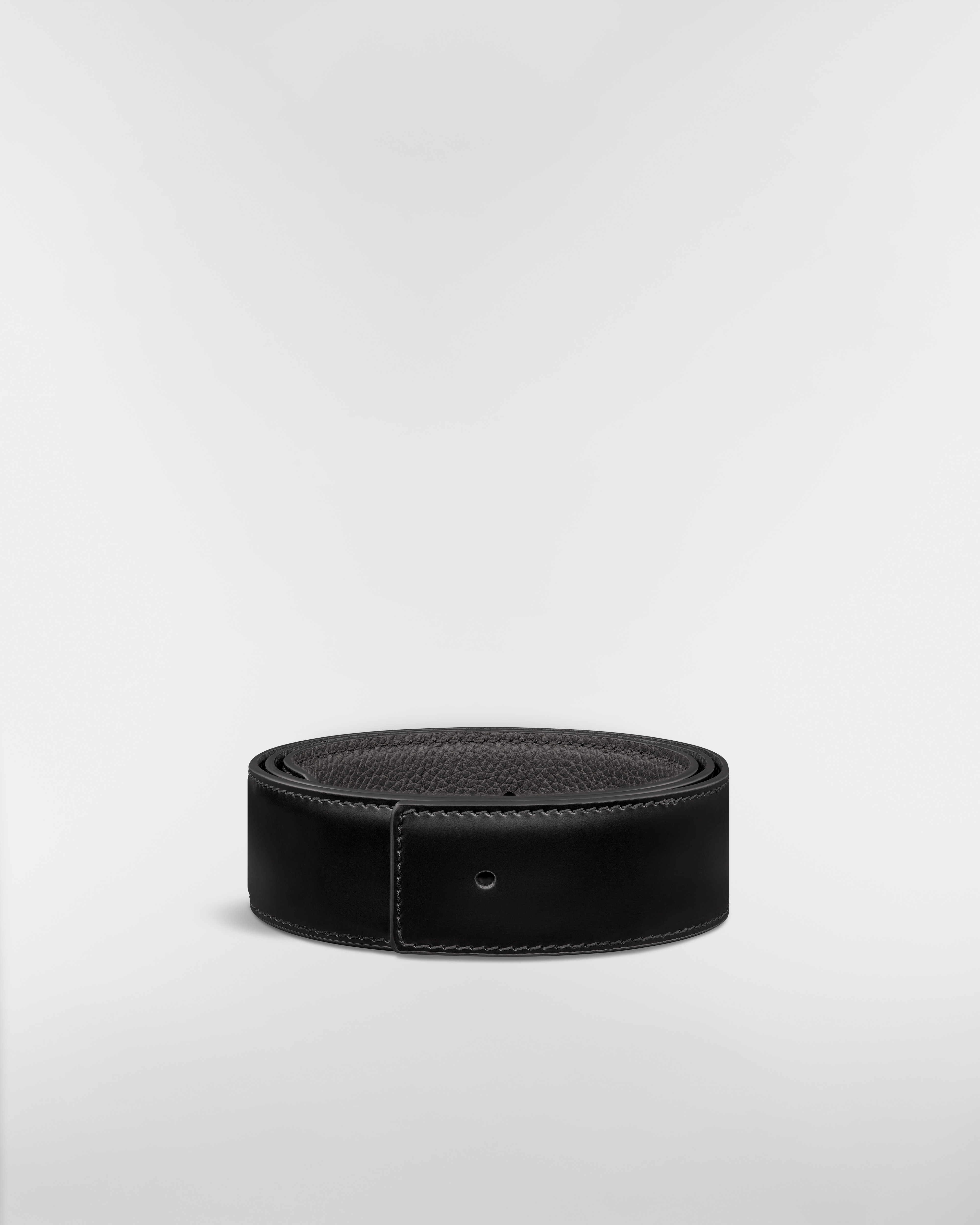 Wendbarer Gürtelriemen Glattes Kalbsleder in Schwarz, 35 mm E01