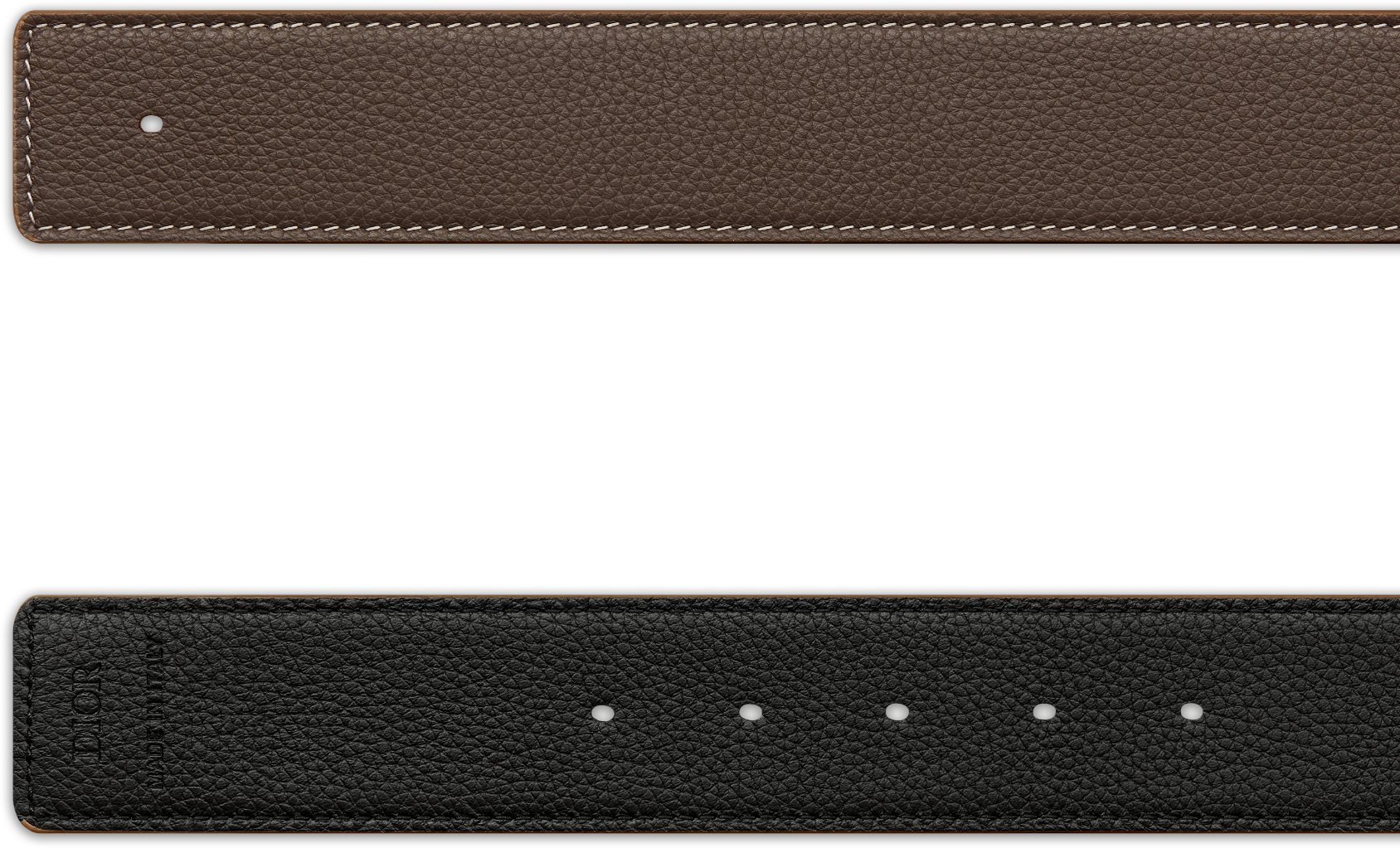 Correa de cinturón reversible Piel de becerro graneada negra y marrón ...