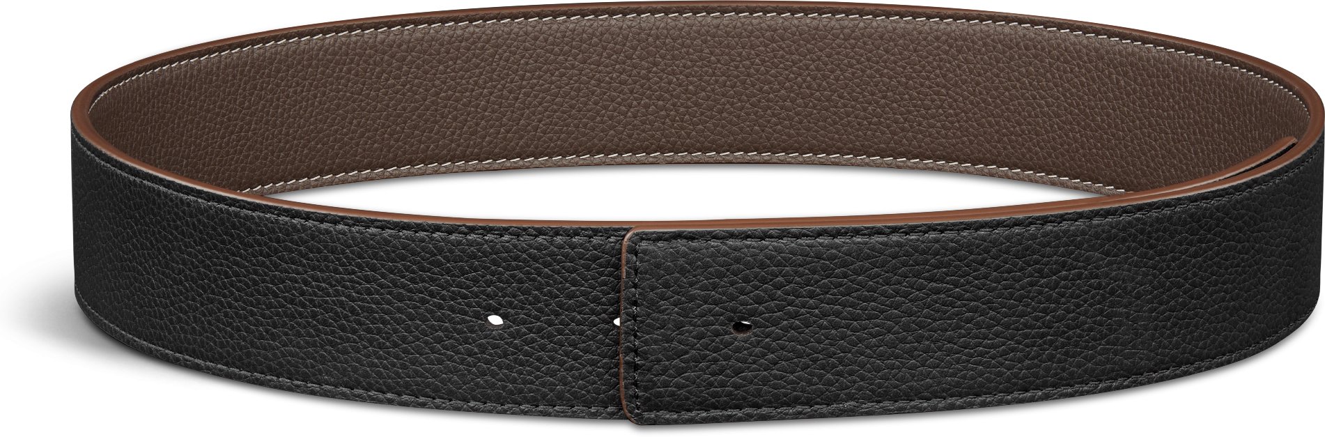 Ceinture Cuir Grainé Noir Brighton - Taille M Ajustable - Accents Métal - #23803