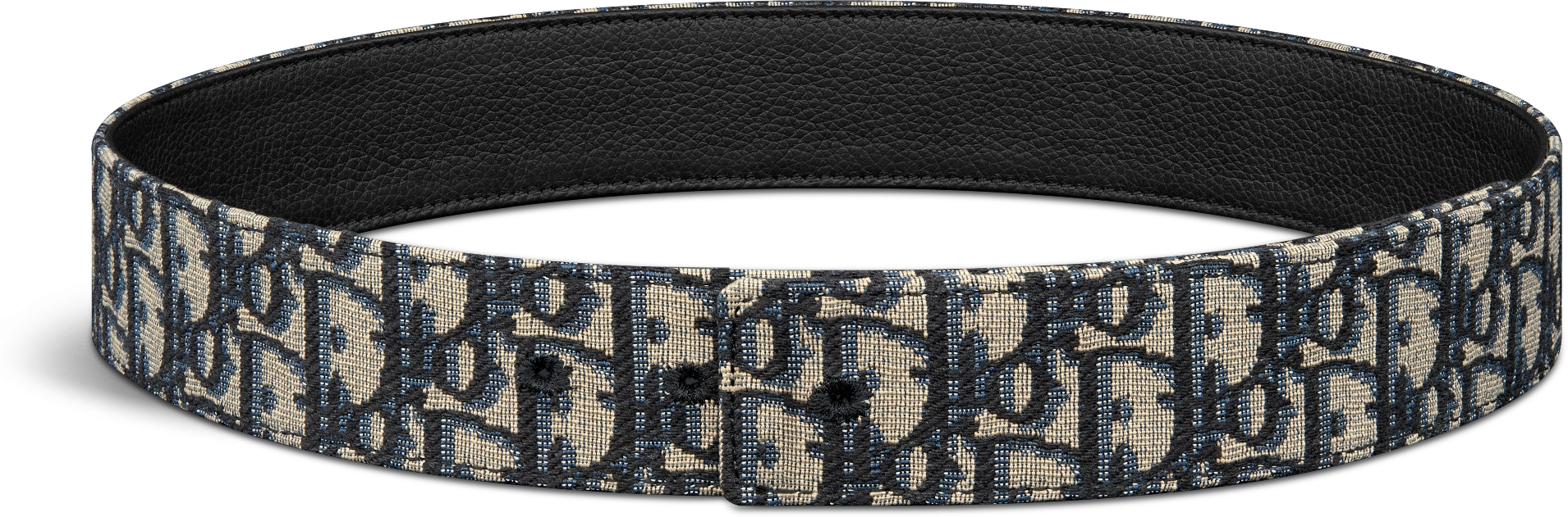 Reversible Belt Strap Black Dior Oblique Jacquard and Black Grained Calfskin 40 MM DIOR