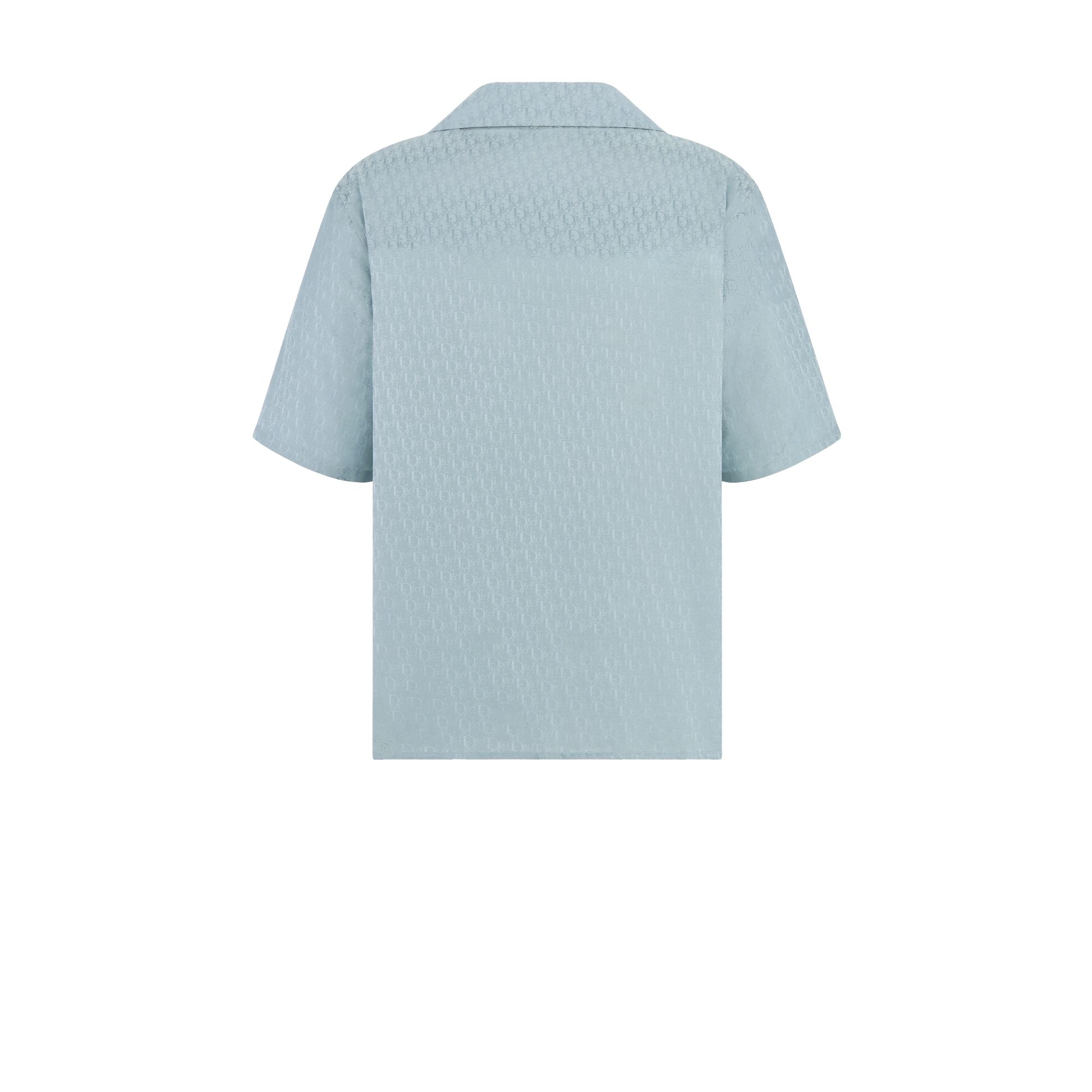 Dior Oblique Short-Sleeved Shirt Blue Silk and Cotton Jacquard E08