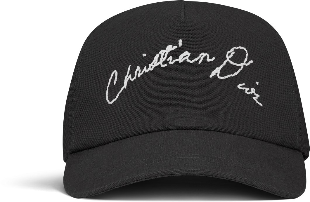 Gorra con firma Christian Dior manuscrita Lona de algodon negra DIOR