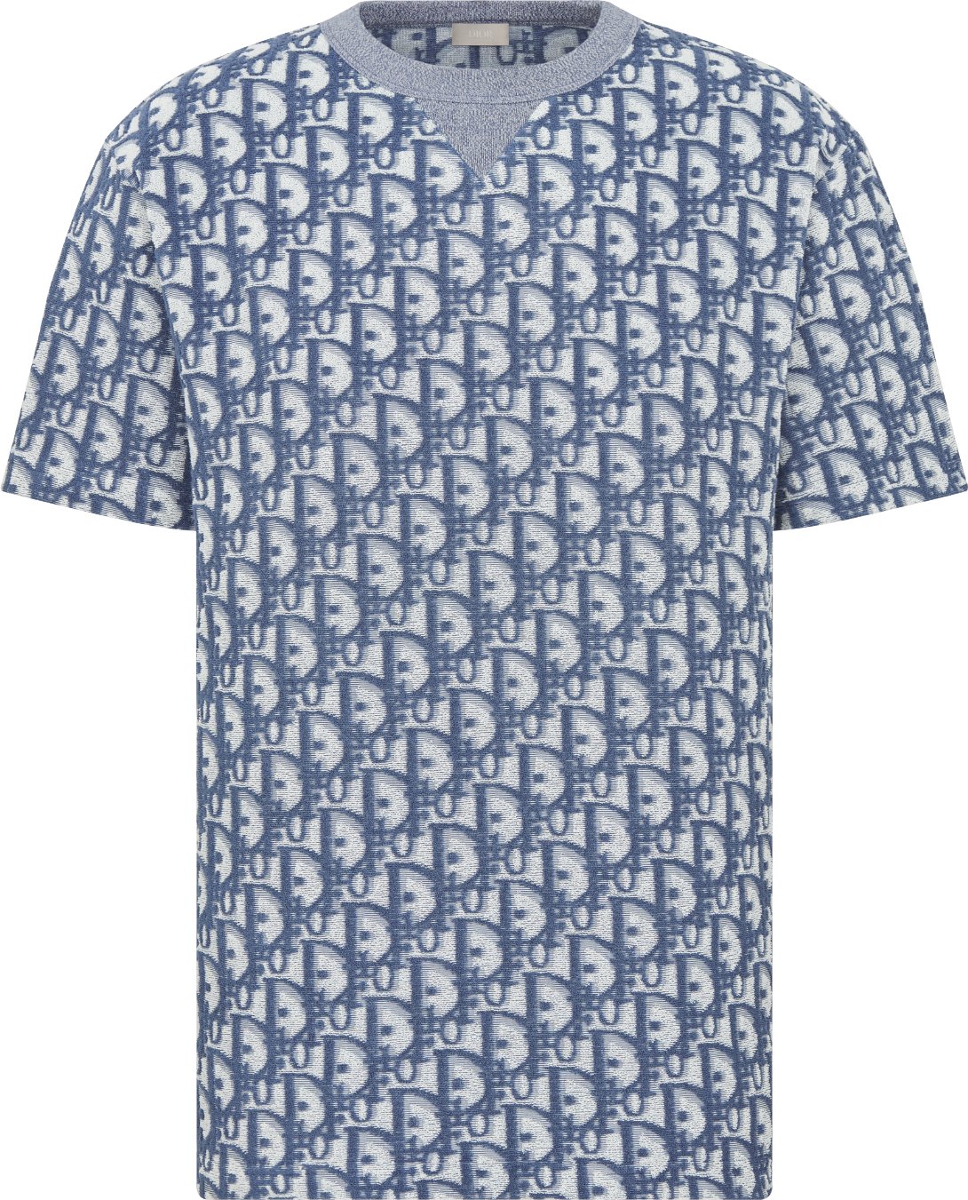 Dior Oblique Relaxed Fit T Shirt Blue and White Terry Cotton Jersey DIOR