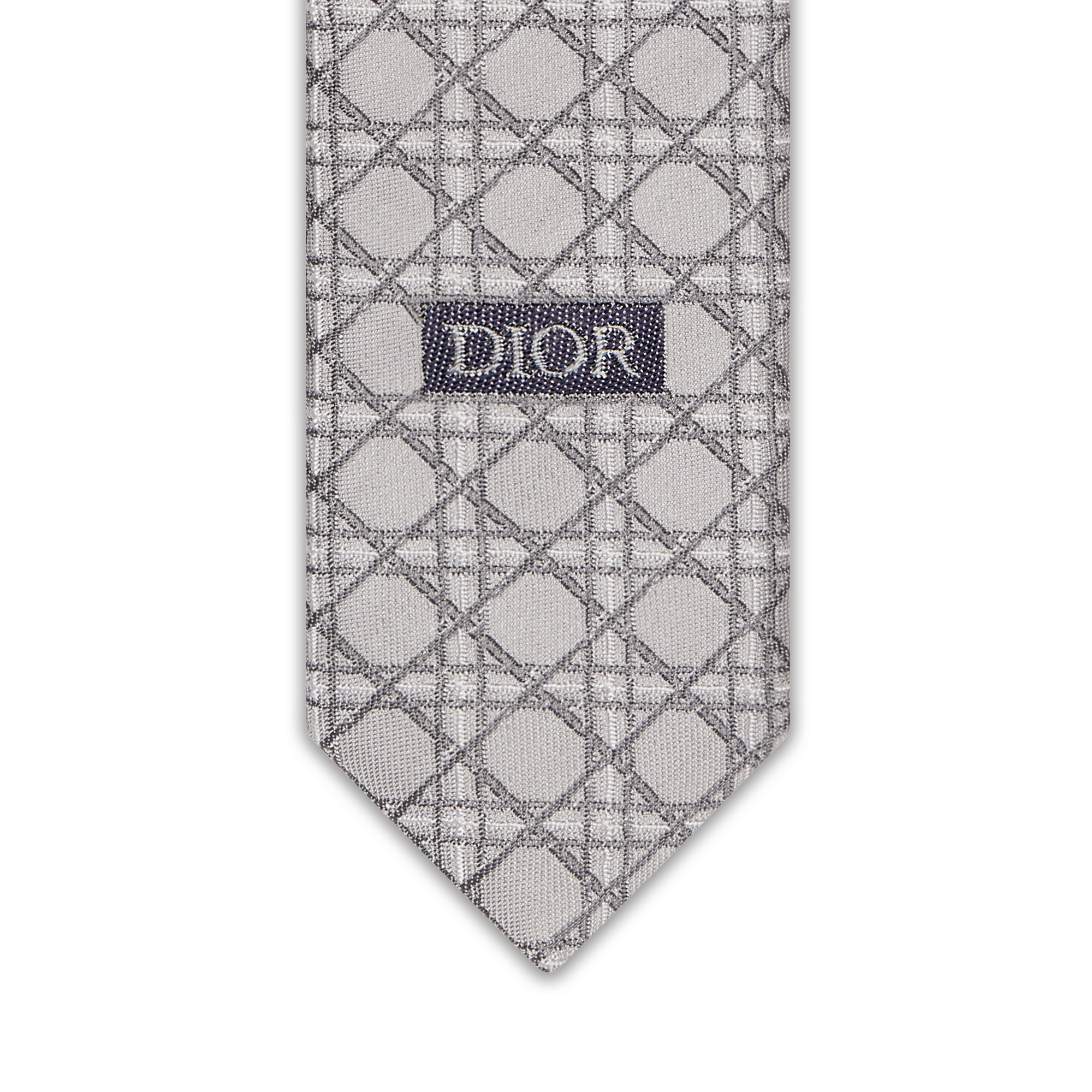 Corbata Cannage Seda gris y blanca E09