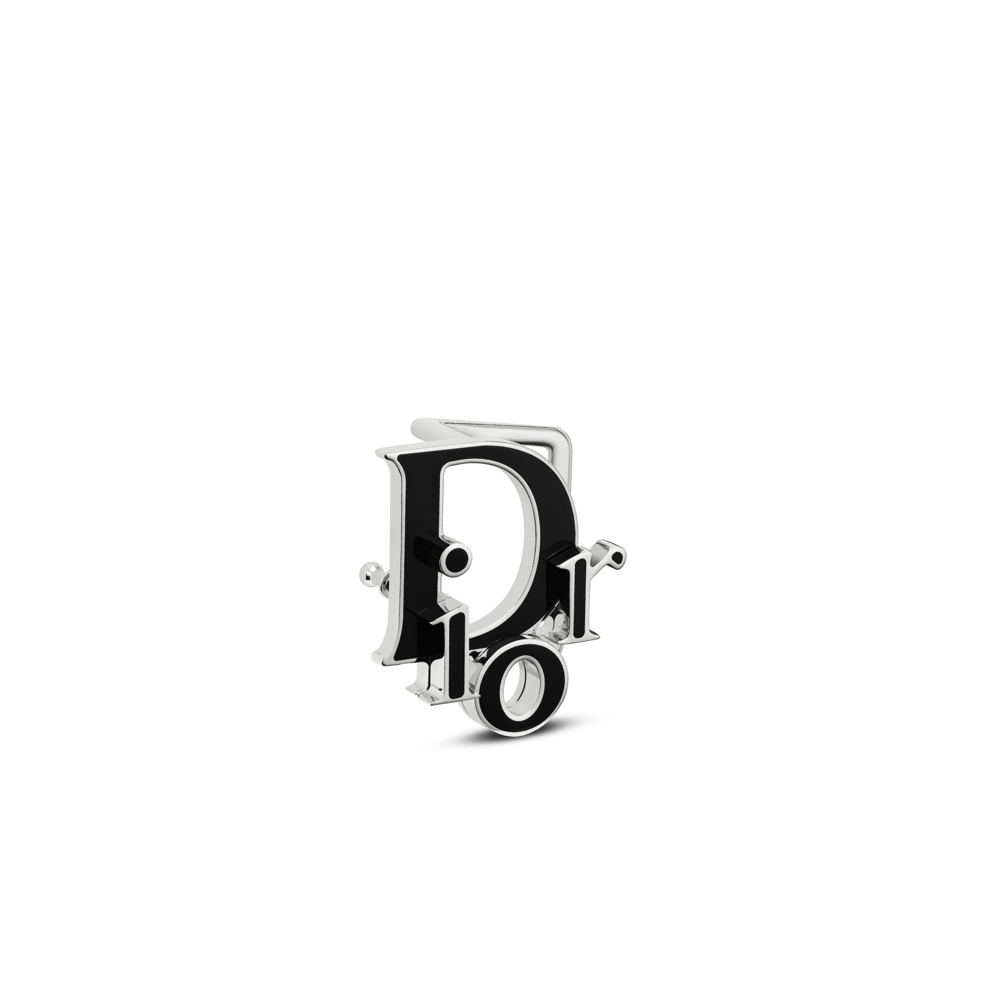 Dior World Tour Dior Oblique Belt Buckle Palladium-Finish Brass and Black Enamel, 35 MM E03