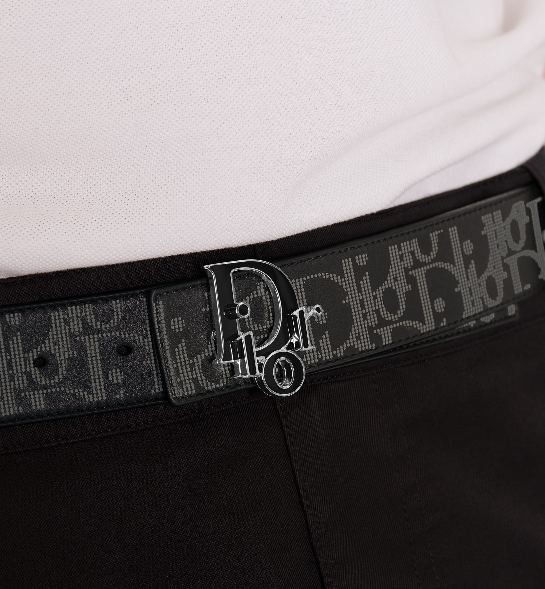 Dior World Tour Dior Oblique Belt Buckle Palladium-Finish Brass and Black Enamel, 35 MM E12