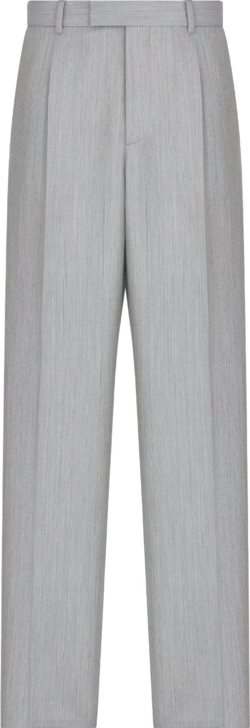 Tailored Loose-Fit Pants Gray Wool and Mohair with Stripes | DIOR