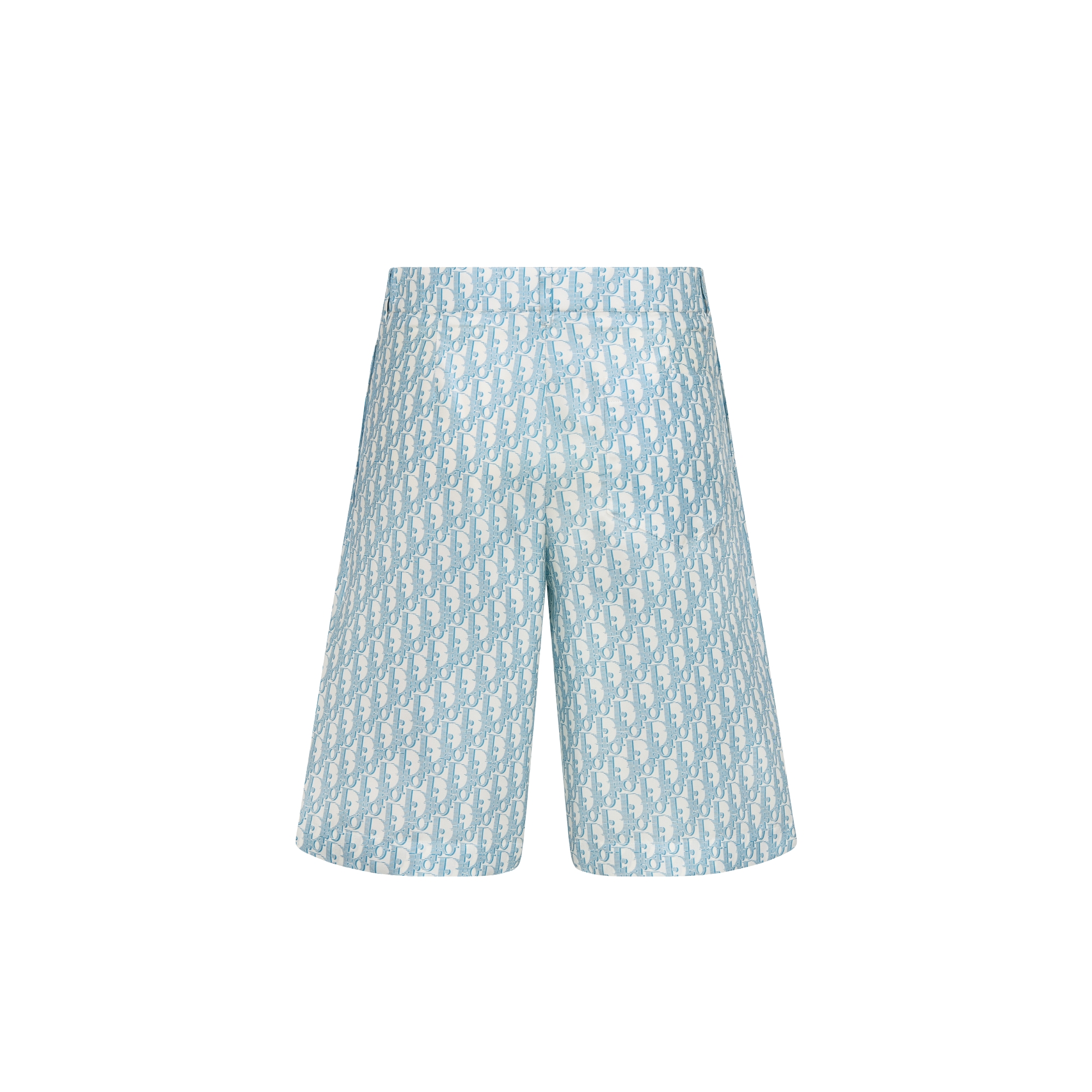 Dior Oblique Bermuda Shorts White and Sky Blue Silk Twill E08
