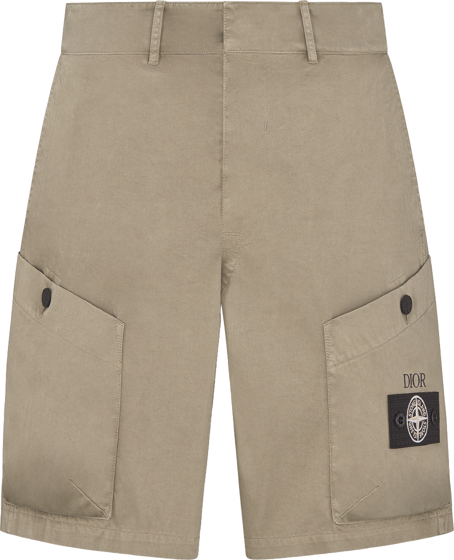 DIOR AND STONE ISLAND Bermuda Shorts Brown Cotton Blend Satin DIOR