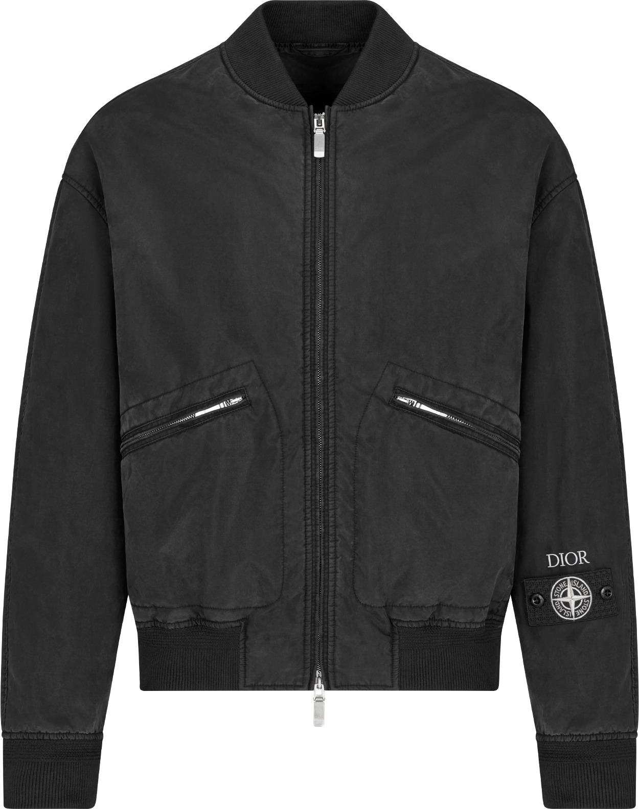 DIOR AND STONE ISLAND Bomber Jacket Brown Habotai Silk Blend DIOR