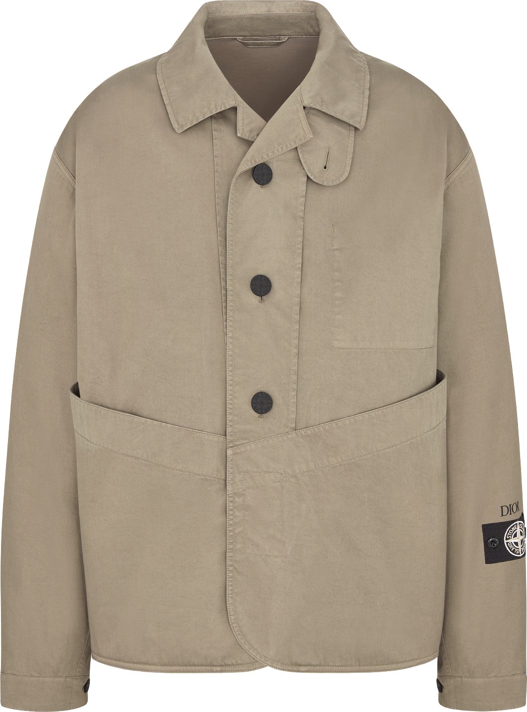 DIOR AND STONE ISLAND Blouson Jacket Gray Cotton Blend Satin DIOR