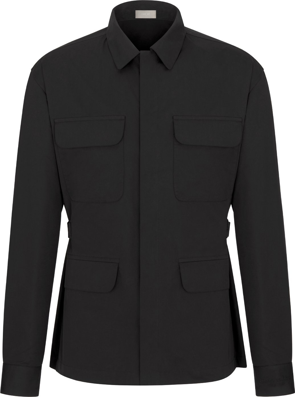 Christian Dior Couture Embroidered Shirt with Rear Belt Black Cotton Poplin DIOR
