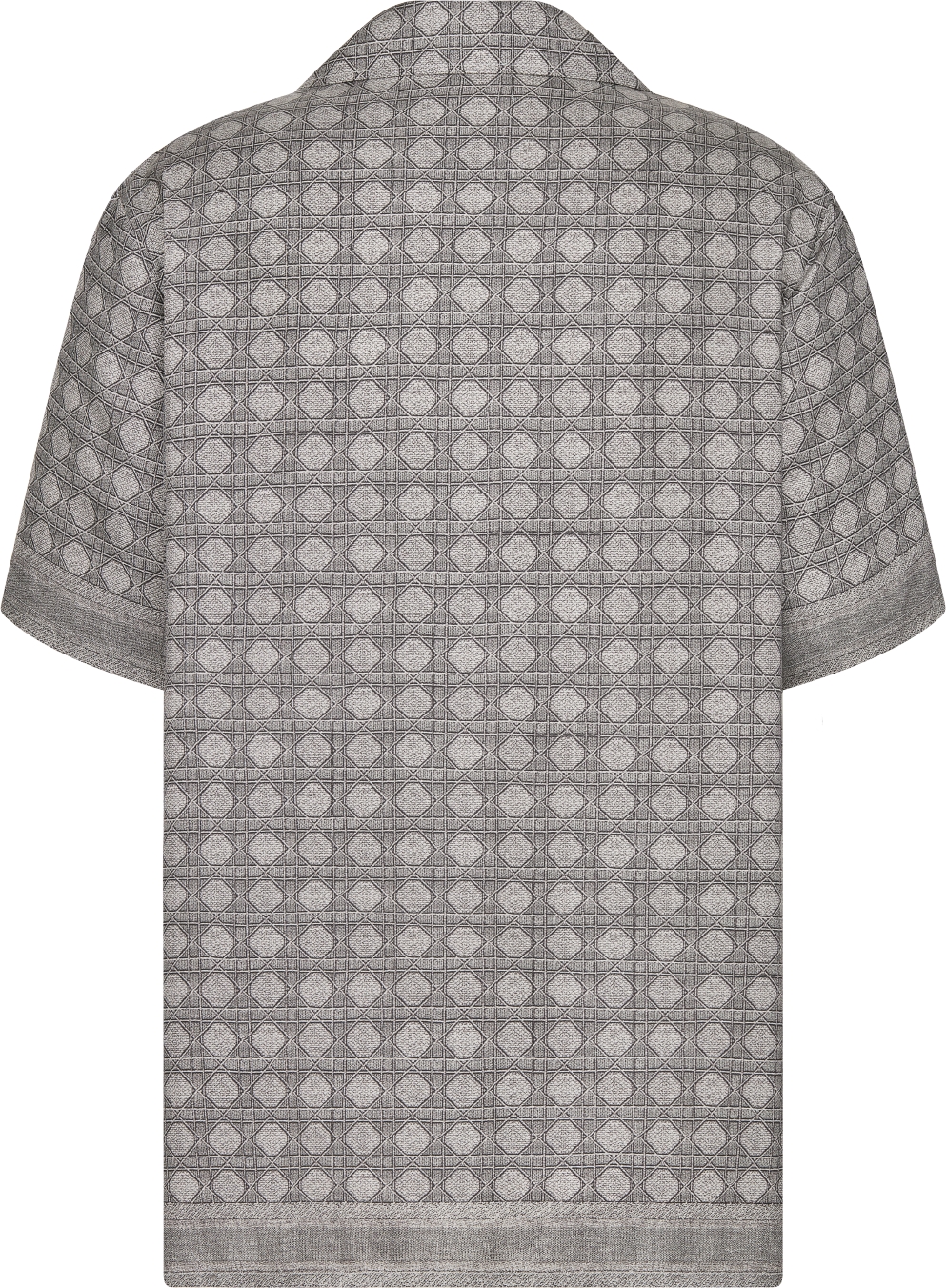 Cannage Short Sleeved Shirt Gray Silk Twill DIOR