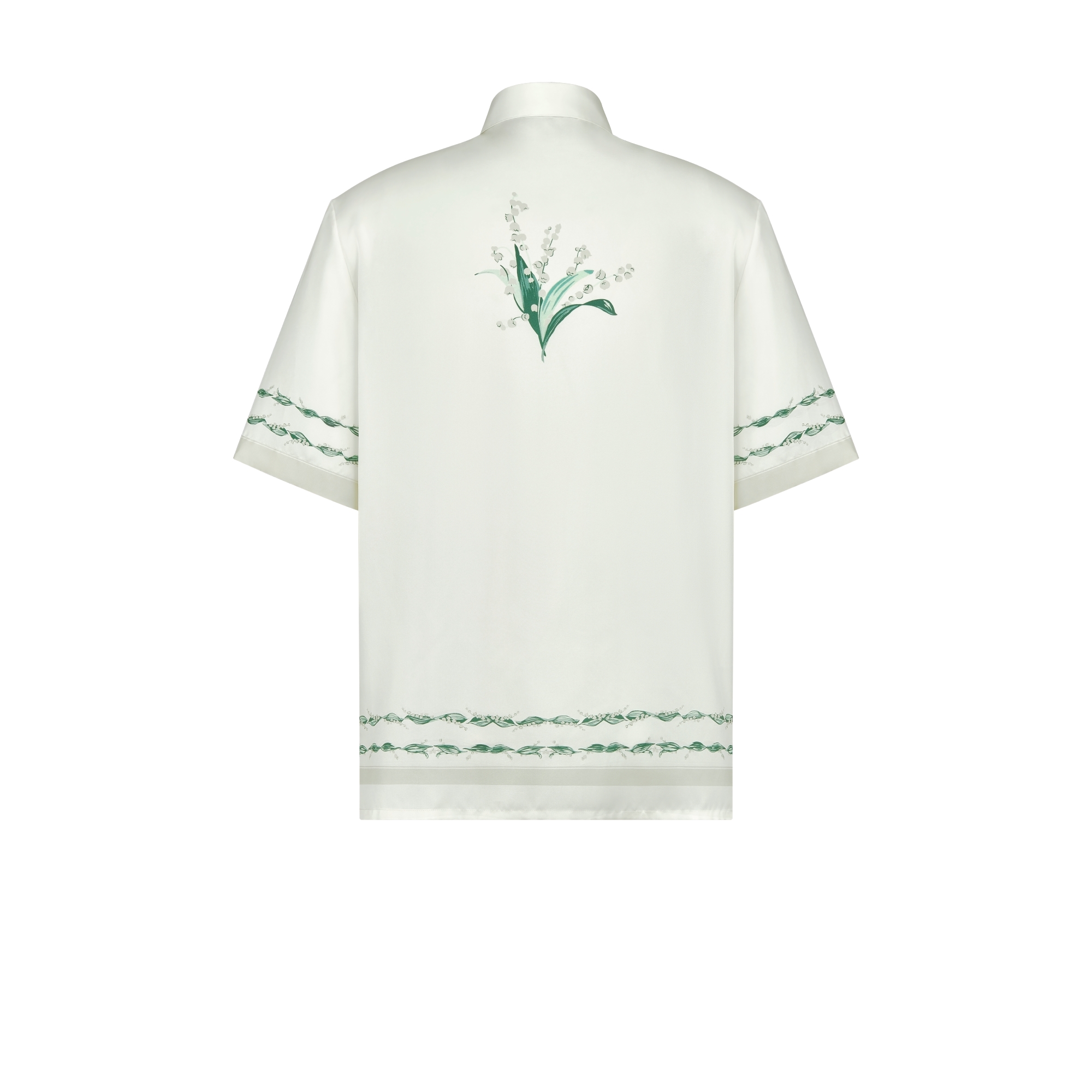 Christian Dior Couture Lily of the Valley Short-Sleeved Shirt White Silk Twill E08