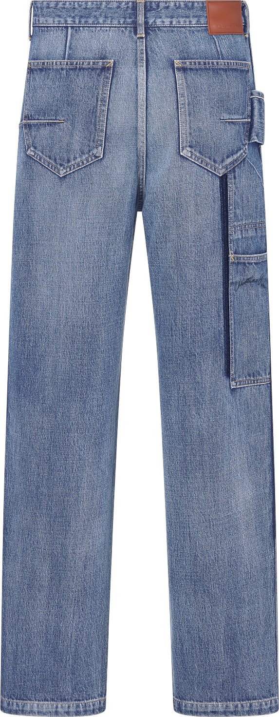 Jeans stile carpentiere con firma Christian Dior scritta a mano Twill di cotone blu DIOR