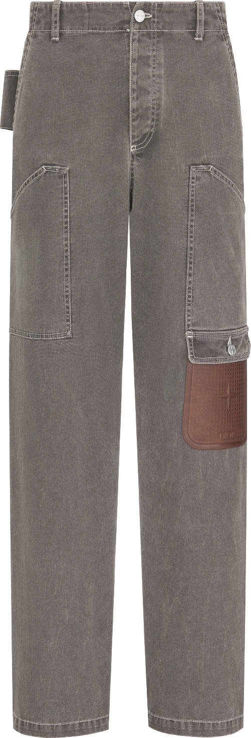 DIOR AND STONE ISLAND Cargo Jeans Gray Cotton Canvas | DIOR