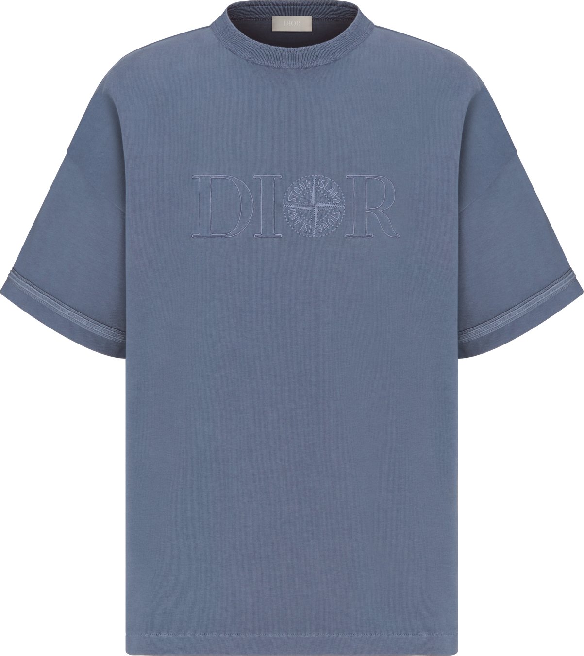 DIOR AND STONE ISLAND T Shirt Oversized Fit Blue Cotton Jersey DIOR