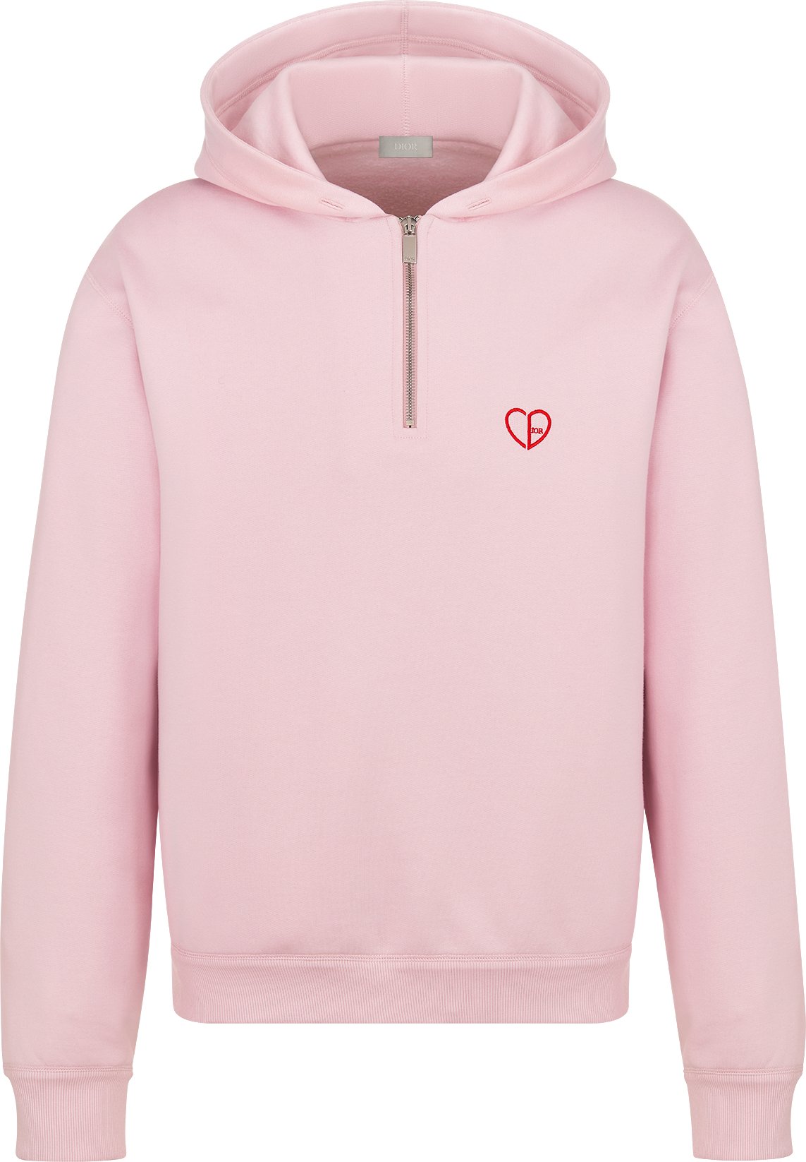 CD Heart Relaxed Fit Hooded Sweatshirt Pink Cotton Fleece DIOR