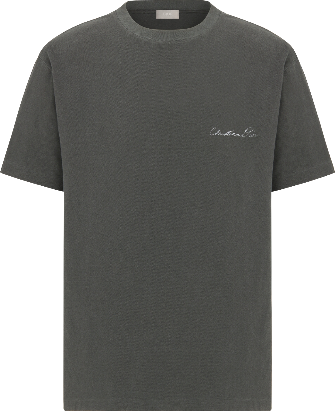 Camiseta de corte relajado con firma Christian Dior manuscrita Punto de algodon gris DIOR