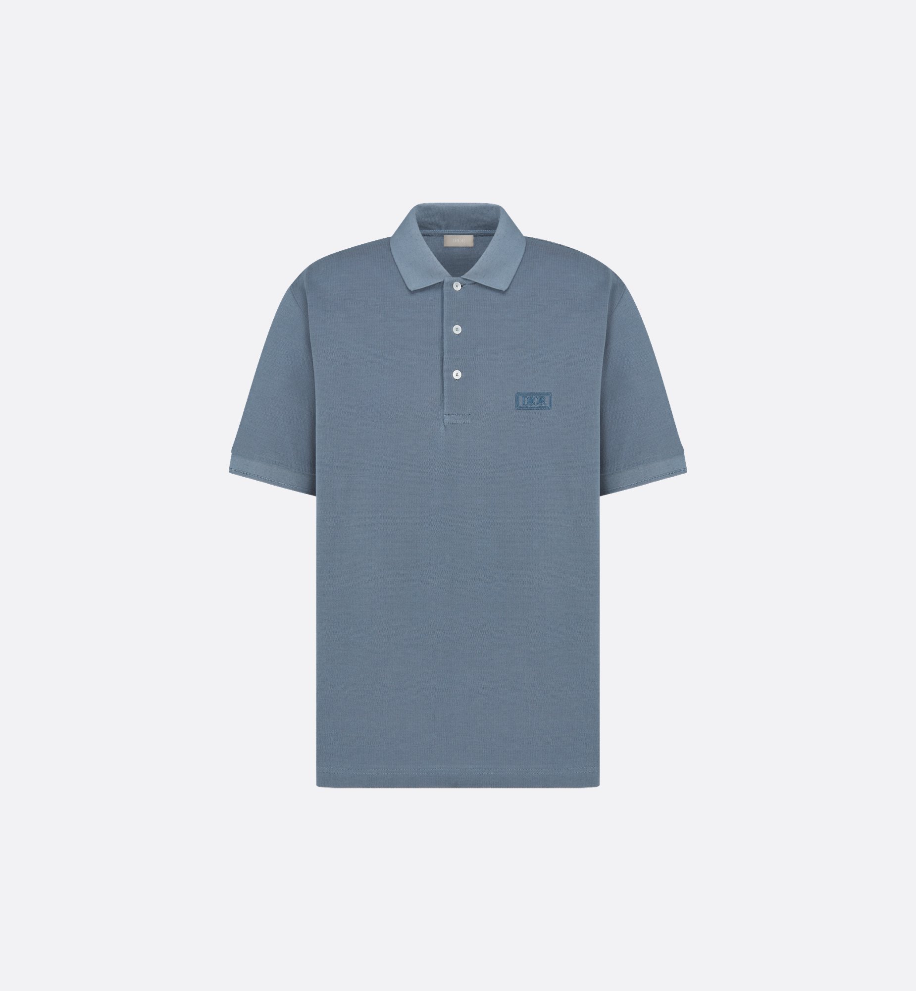 Dior Icons Polo Shirt Blue Cotton and Silk Piqué | DIOR Dior Icons Polo Shirt Blue Cotton and Silk Piqué | DIOR