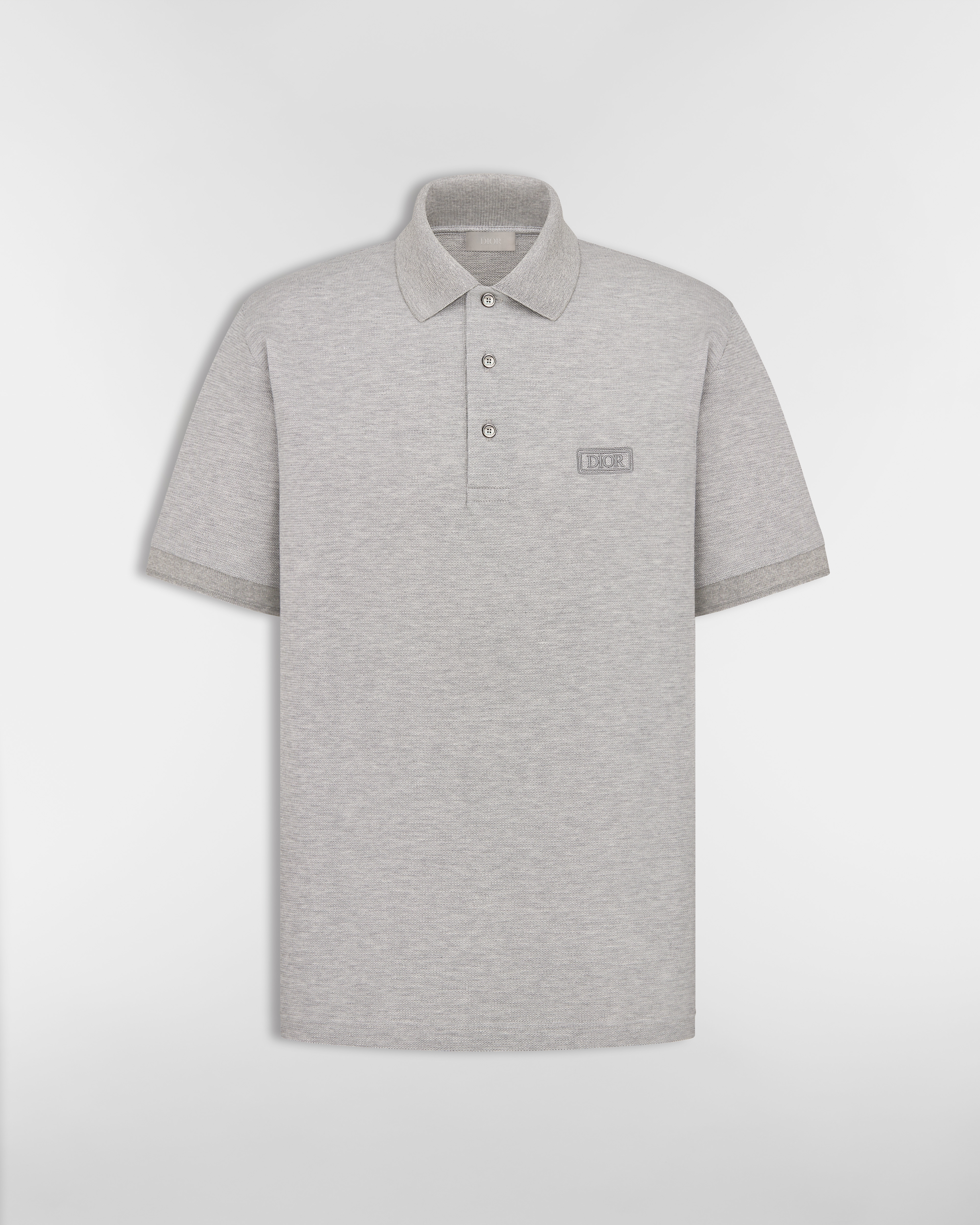 Polo Dior Icons Piqué di cotone e seta grigio E01