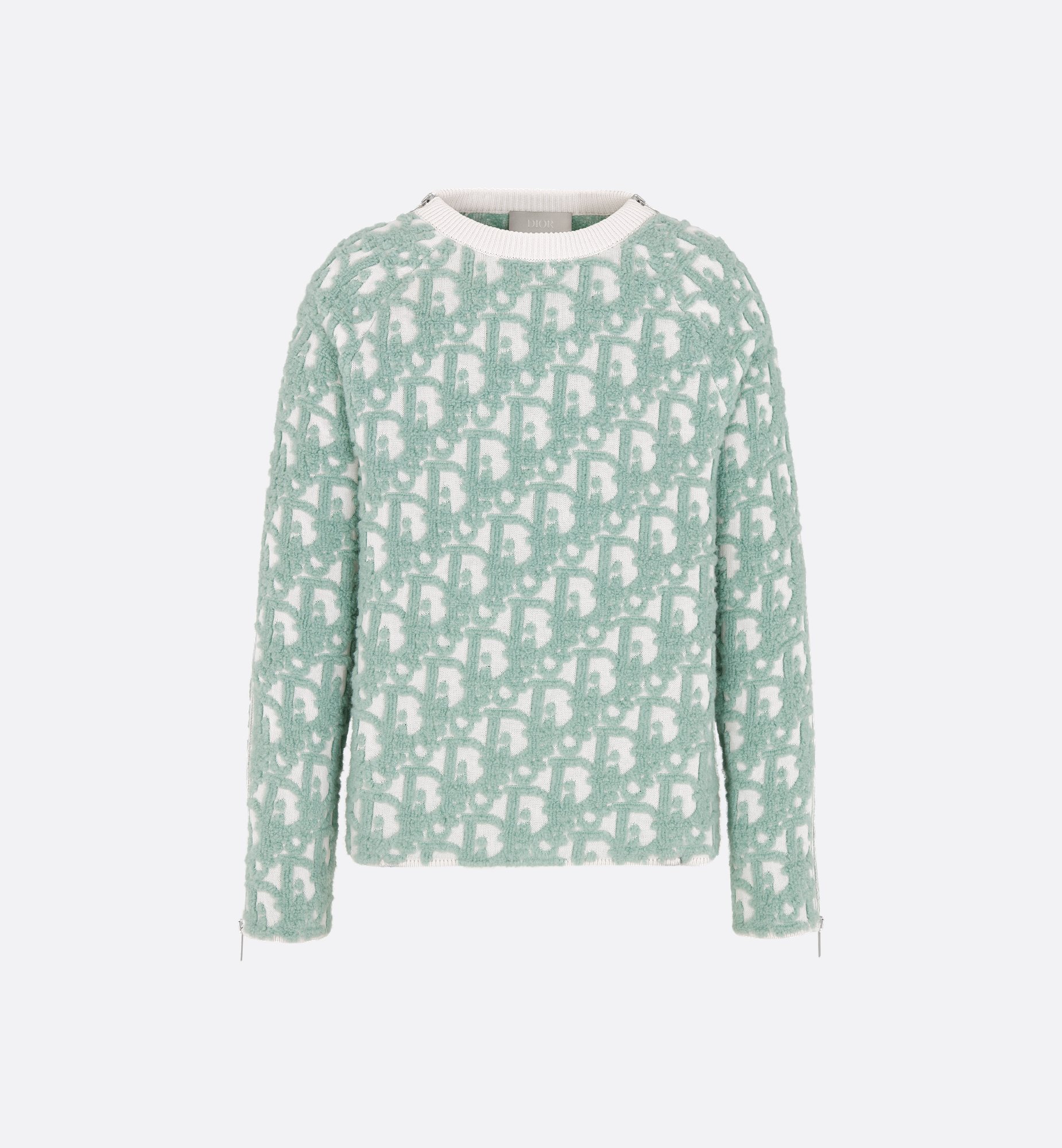 Dior Oblique Sweater White and Light Green Virgin Wool and Dior Oblique Sweater White and Light Green Virgin Wool and
