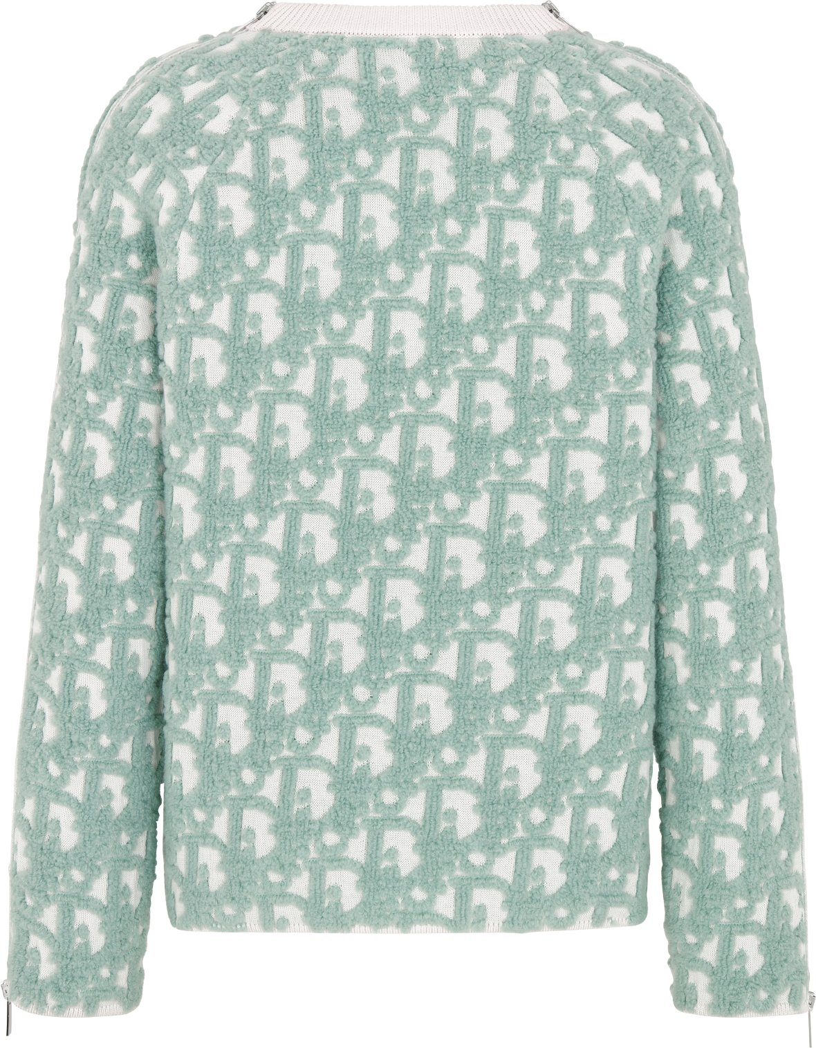 Trui met Dior Oblique motief Witte en lichtgroene jacquard van scheerwol en een katoenblend DIOR