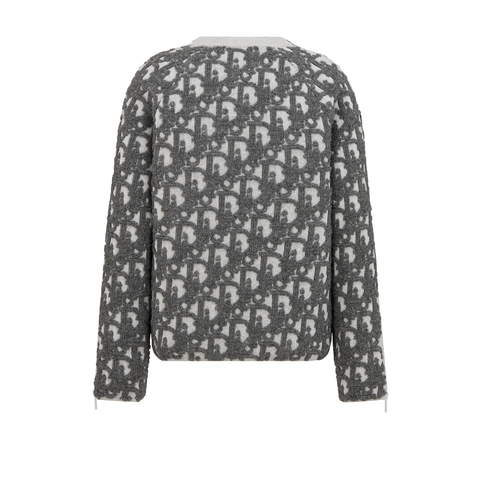 Dior Oblique Sweater Gray Virgin Wool- and Cotton-Blend Jacquard E08