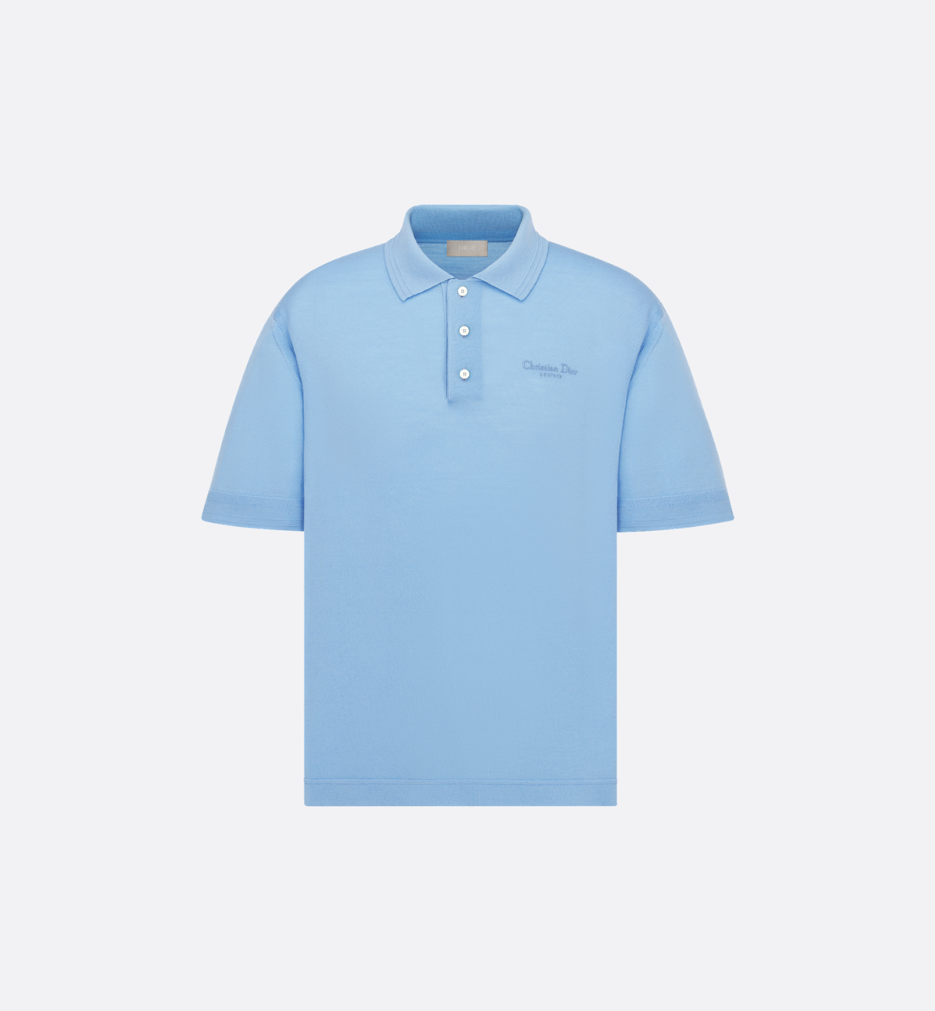 Christian Dior Couture Polo Shirt Blue Virgin Wool Jersey | DIOR Christian Dior Couture Polo Shirt Blue Virgin Wool Jersey | DIOR
