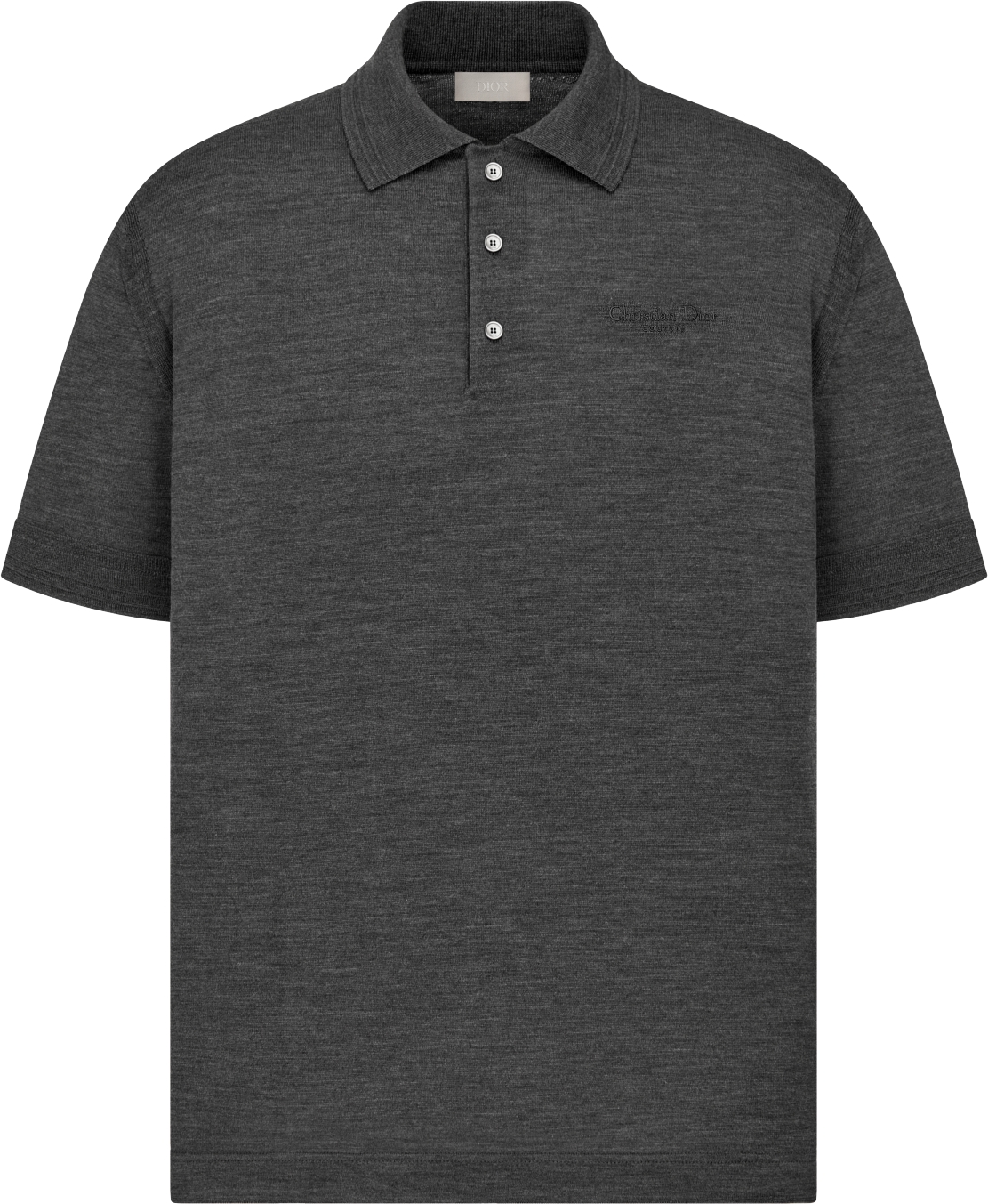 Christian Dior Couture Polo Shirt Gray Virgin Wool Jersey | DIOR