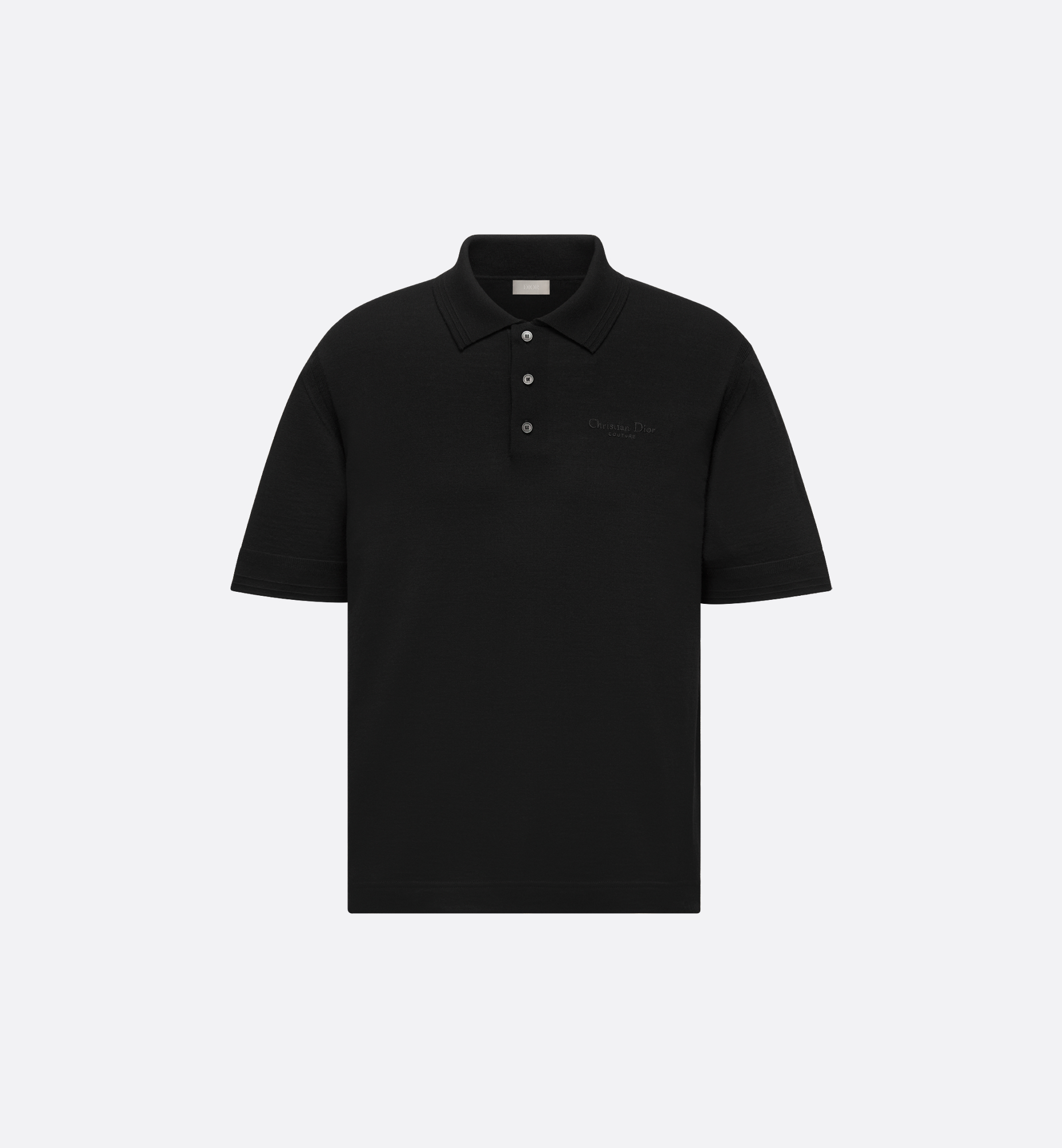 Christian Dior Couture Polo Shirt Black Virgin Wool Jersey Christian Dior Couture Polo Shirt Black Virgin Wool Jersey
