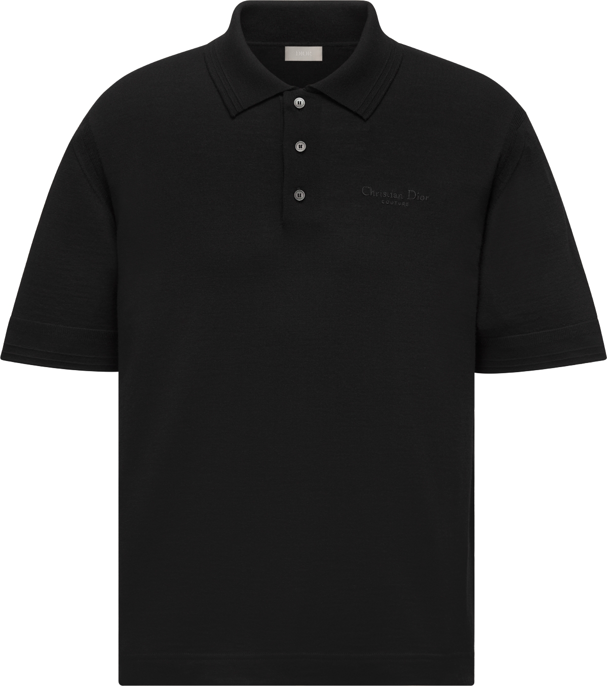 Christian Dior Couture Polo Shirt Black Virgin Wool Jersey DIOR