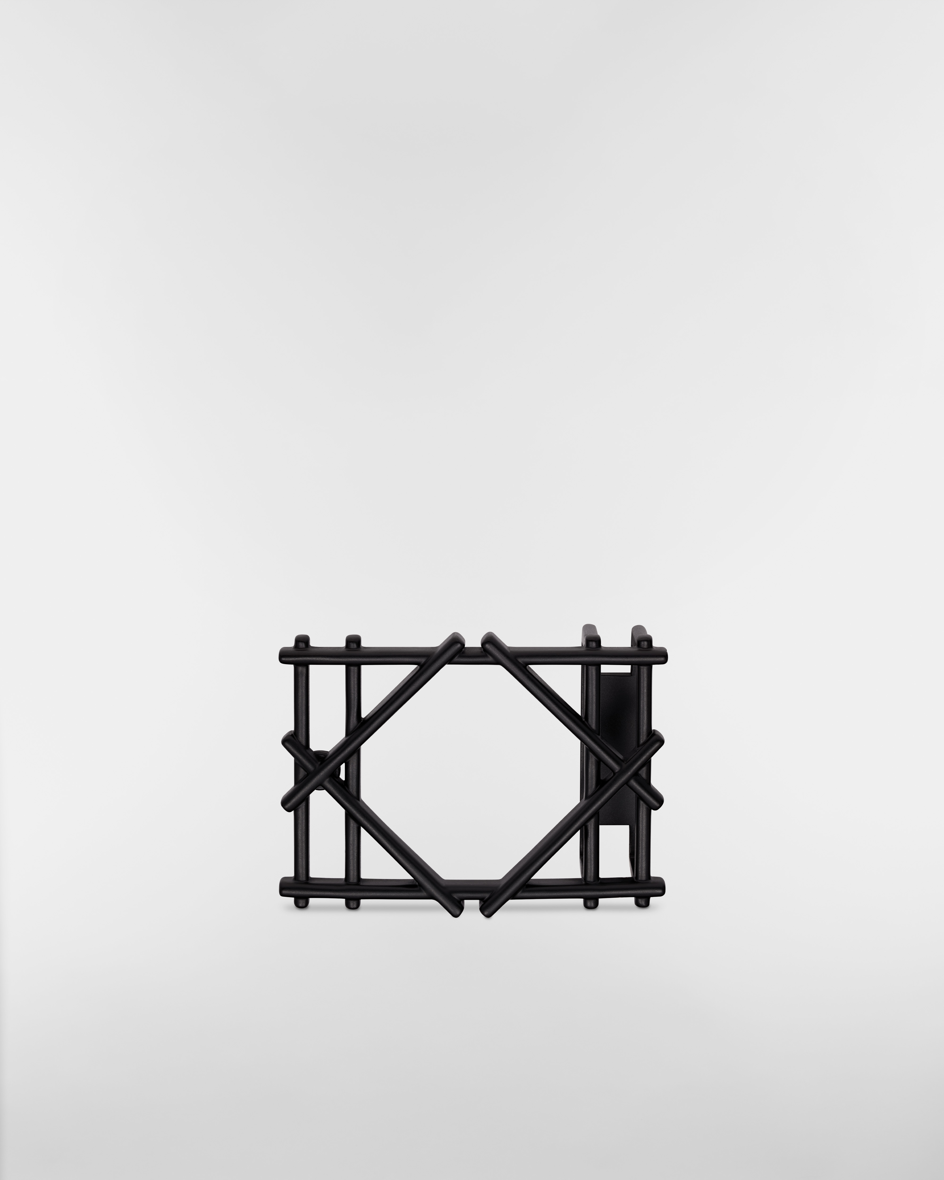 Cannage Belt Buckle Polished Black Brass, 35 MM E06