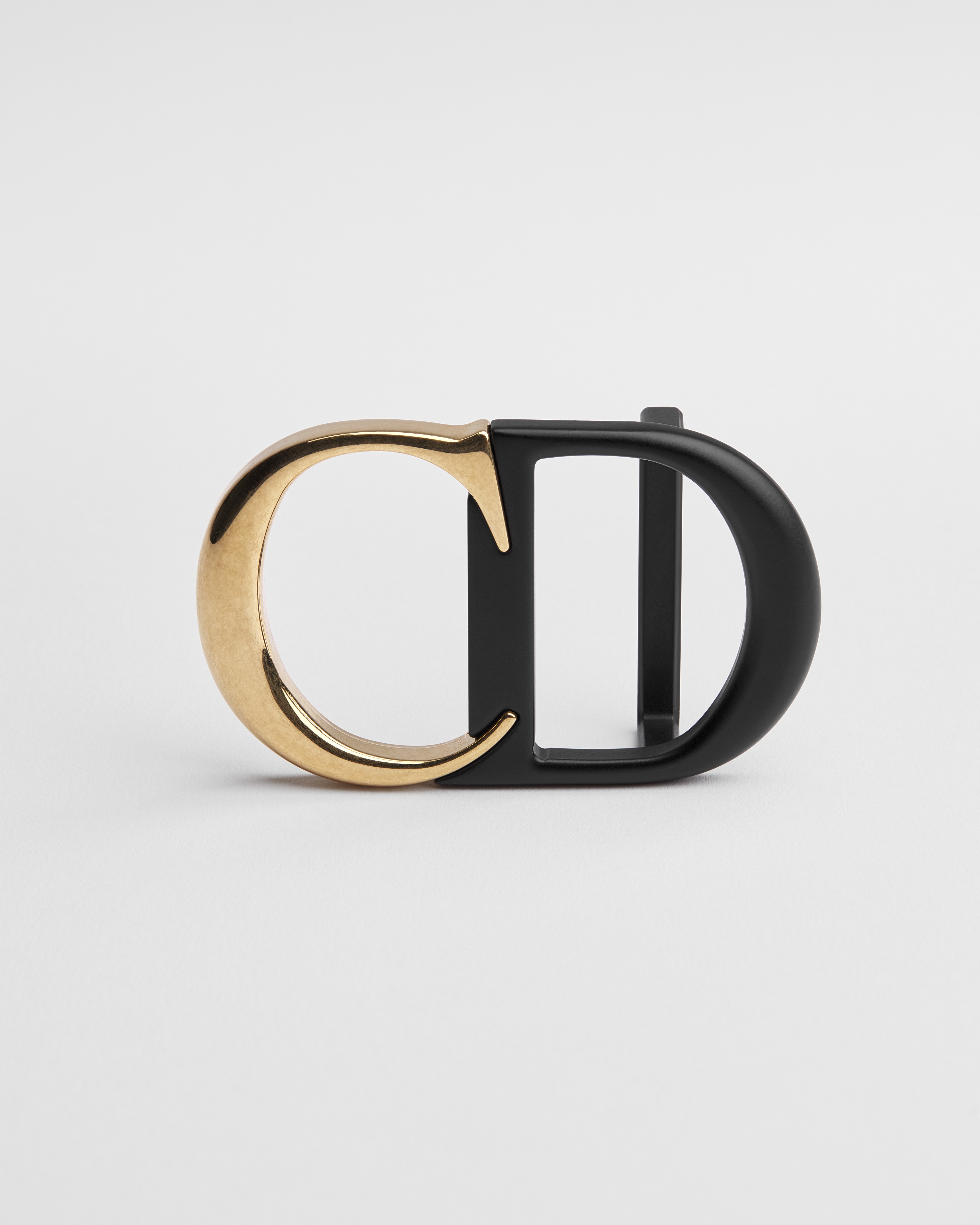 CD Icon Belt Buckle Antique Gold-Finish Brass and Black Lacquer-Finish Brass, 35 MM E01