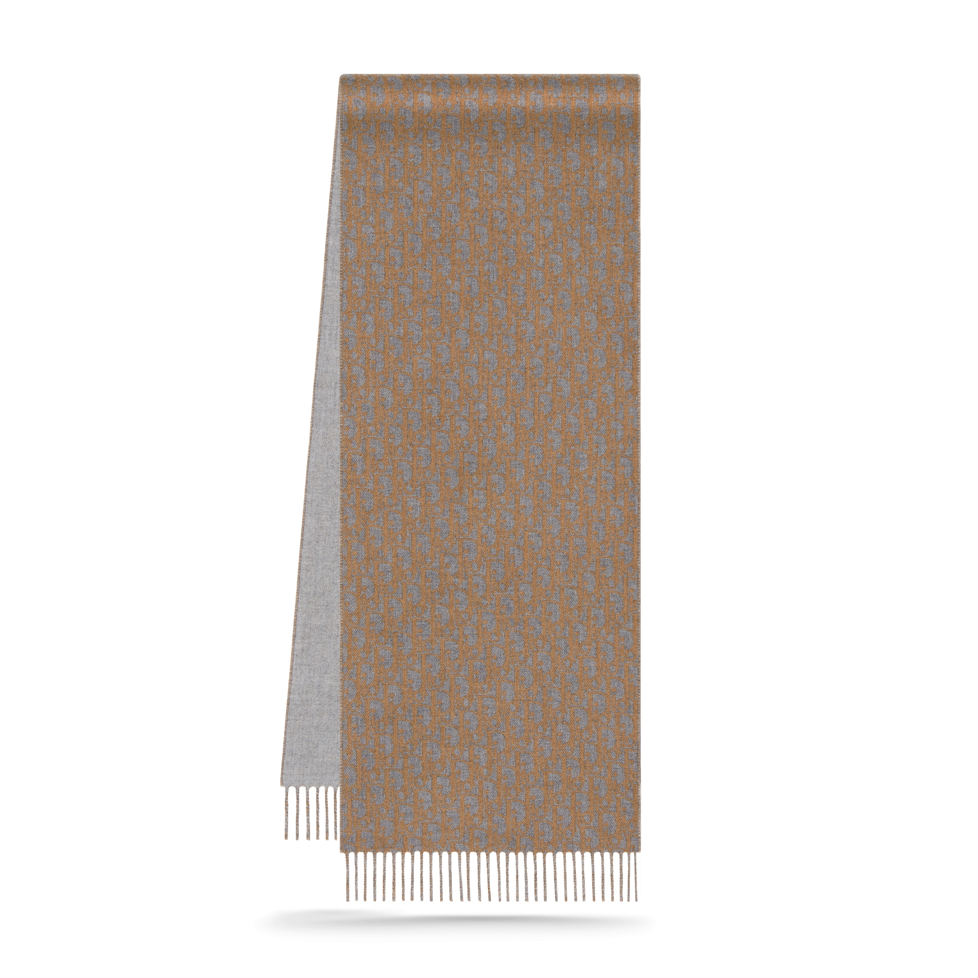 Écharpe double face Dior Oblique Laine et cachemire gris et marron E03