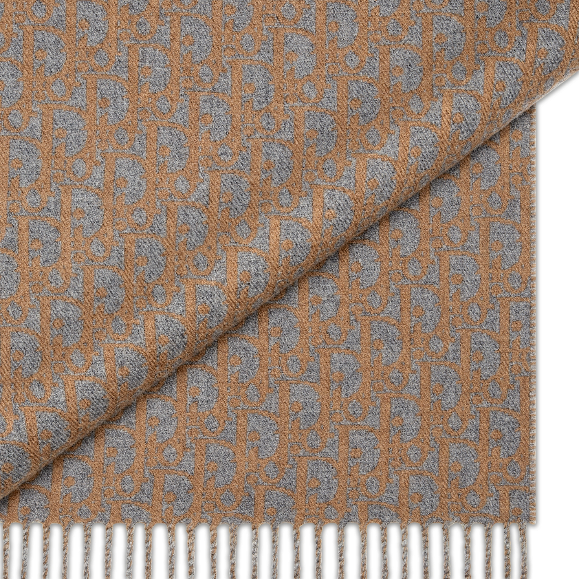 Écharpe double face Dior Oblique Laine et cachemire gris et marron E09