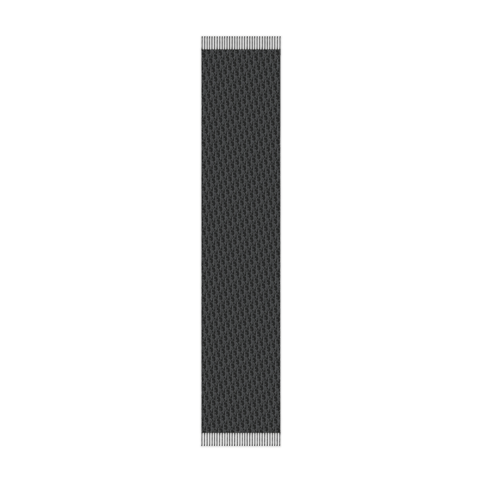 Sciarpa Dior Oblique double face Lana e cachemire neri e grigio scuro E07