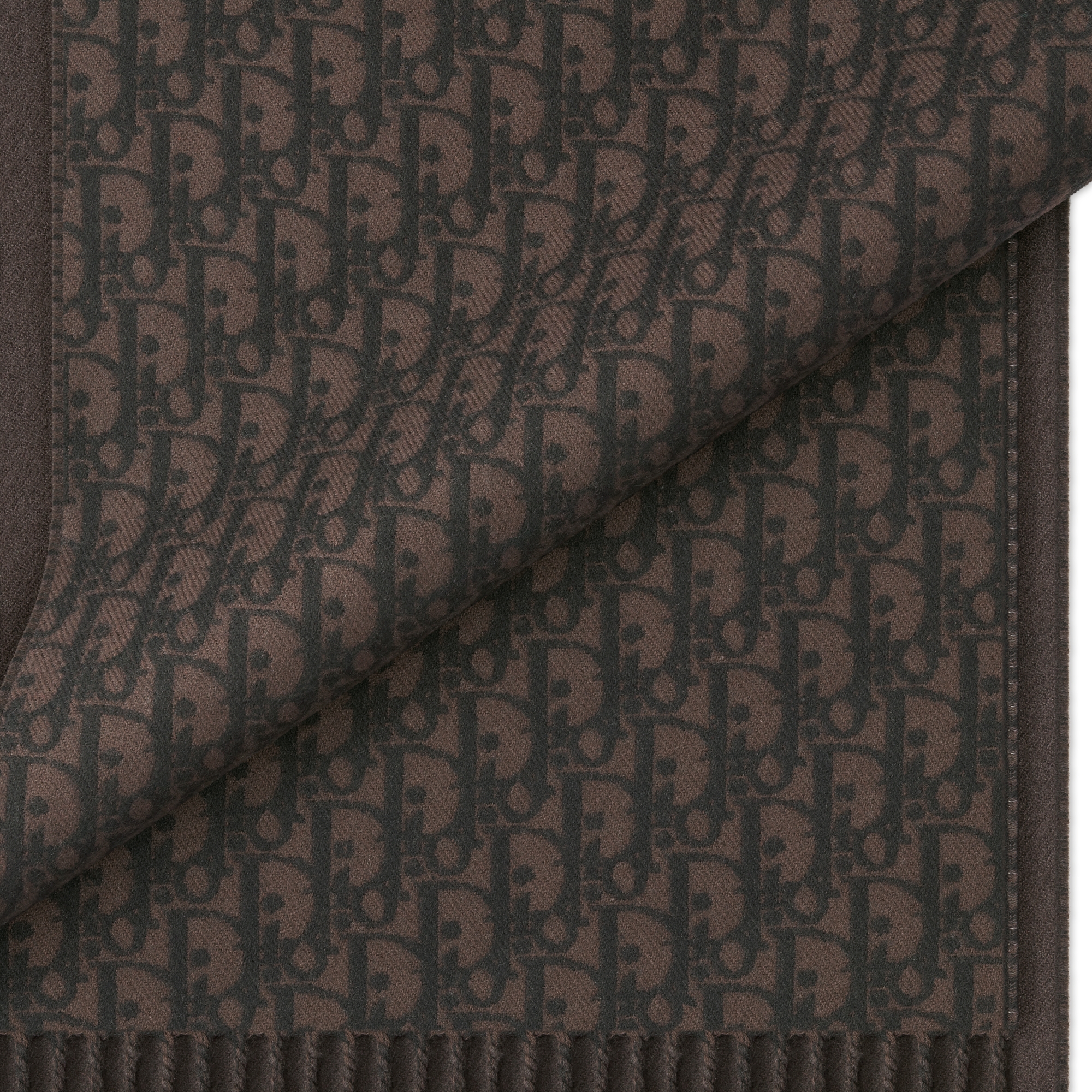 Sciarpa Dior Oblique double face Lana e cachemire marroni e neri E09