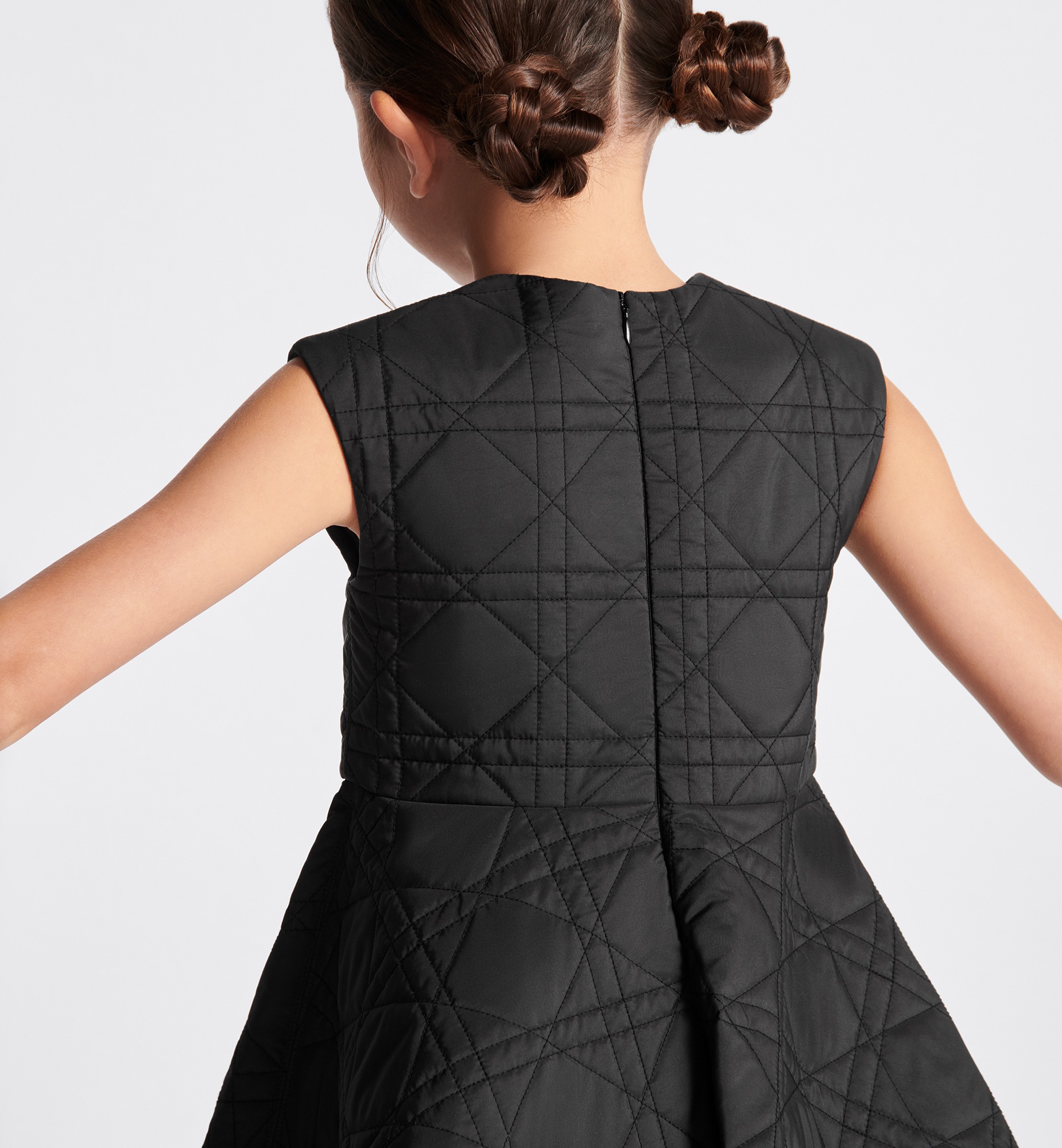 Kids' Flared Dress Black Macrocannage Technical Fabric E12